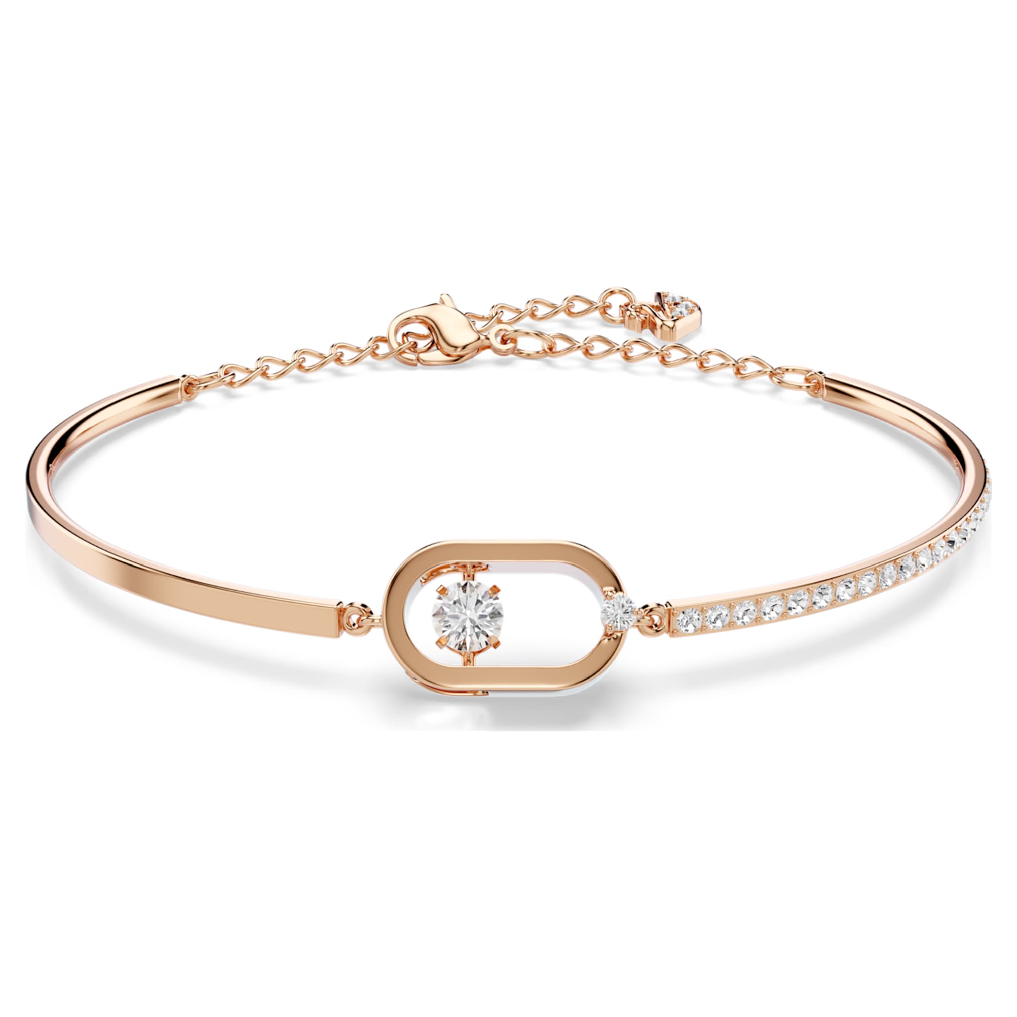 Swarovski Una bracelet Round cut, Oval shape, White, 18K rose gold finish