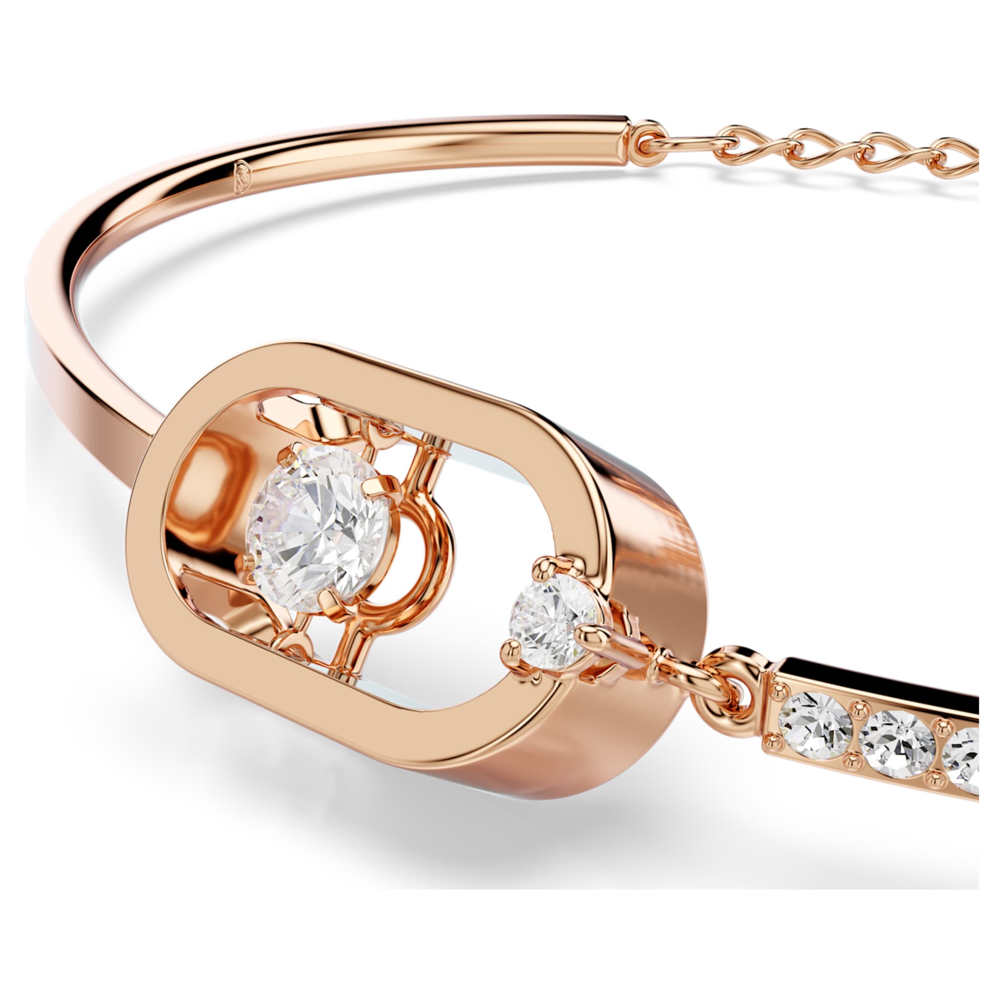 Swarovski Una bracelet Round cut, Oval shape, White, 18K rose gold finish