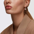 Swarovski Una drop earrings Clover, Pink, 18K rose gold finish