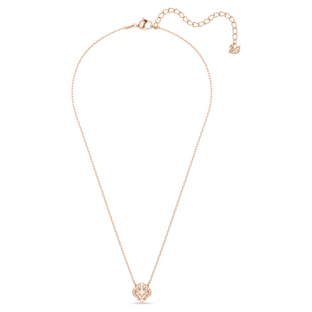 Swarovski Una necklace Clover, Pink, 18K rose gold finish