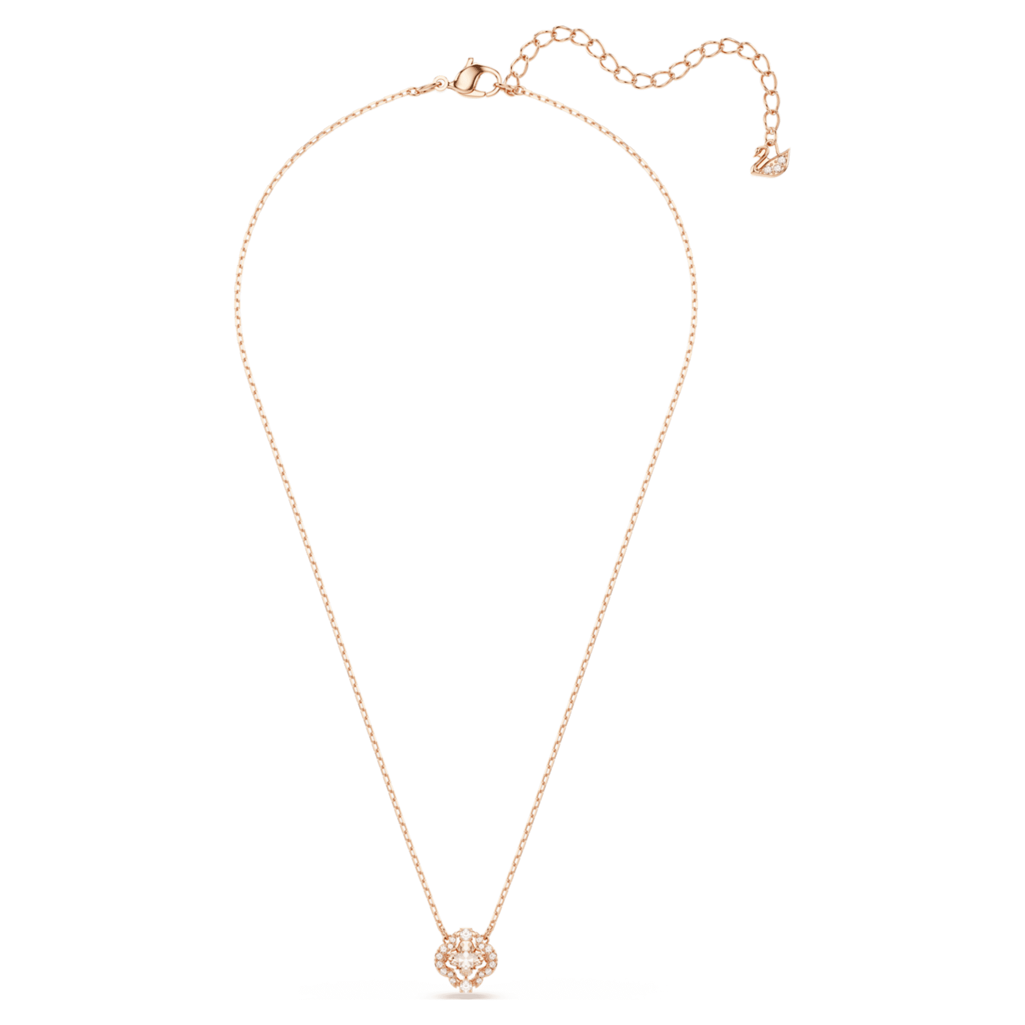 Swarovski Una necklace Clover, Pink, 18K rose gold finish