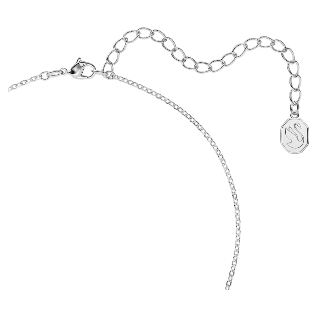 Swarovski Una necklace Octagon cut, Blue, Rhodium plated