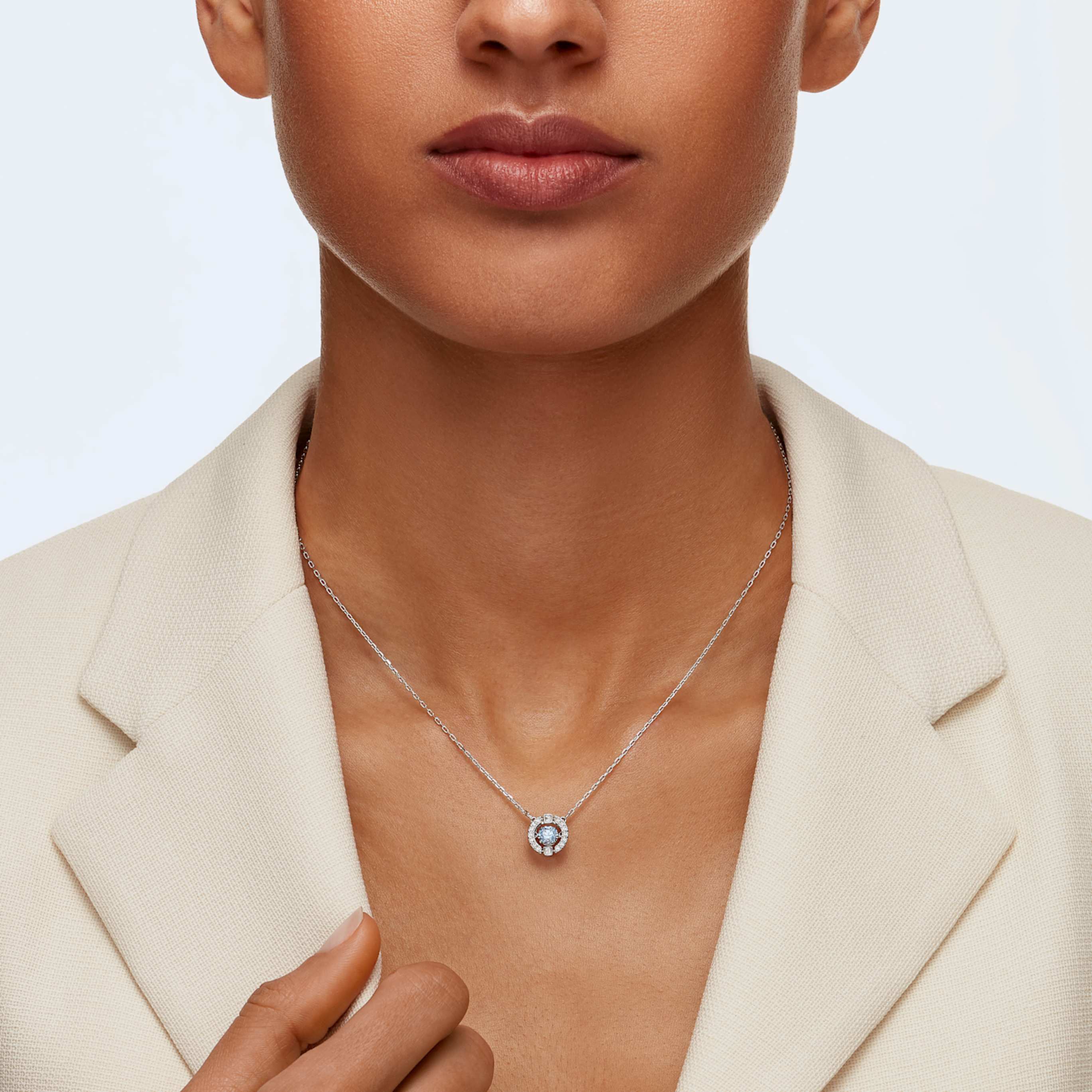 Swarovski Una necklace Round cut, White, Rhodium plated