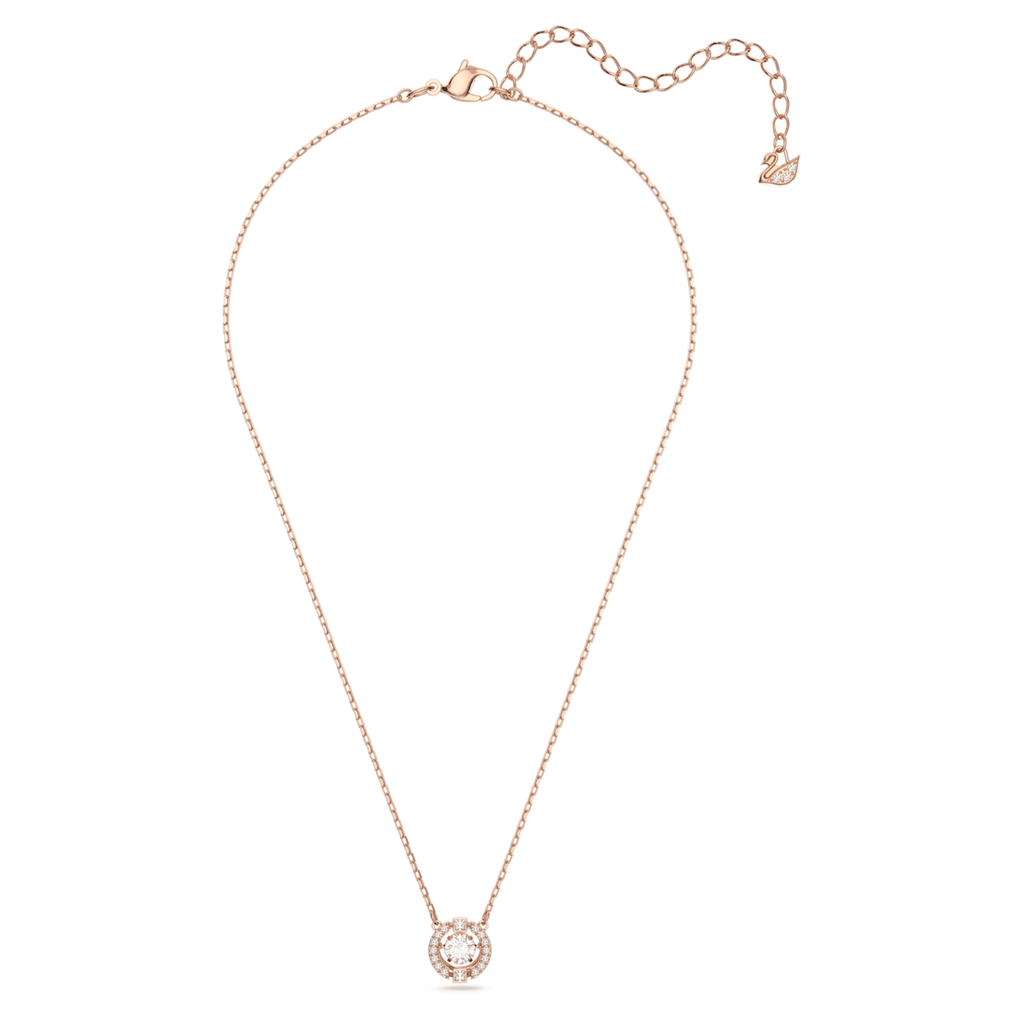Swarovski Una necklace Round cut, White, 18K rose gold finish