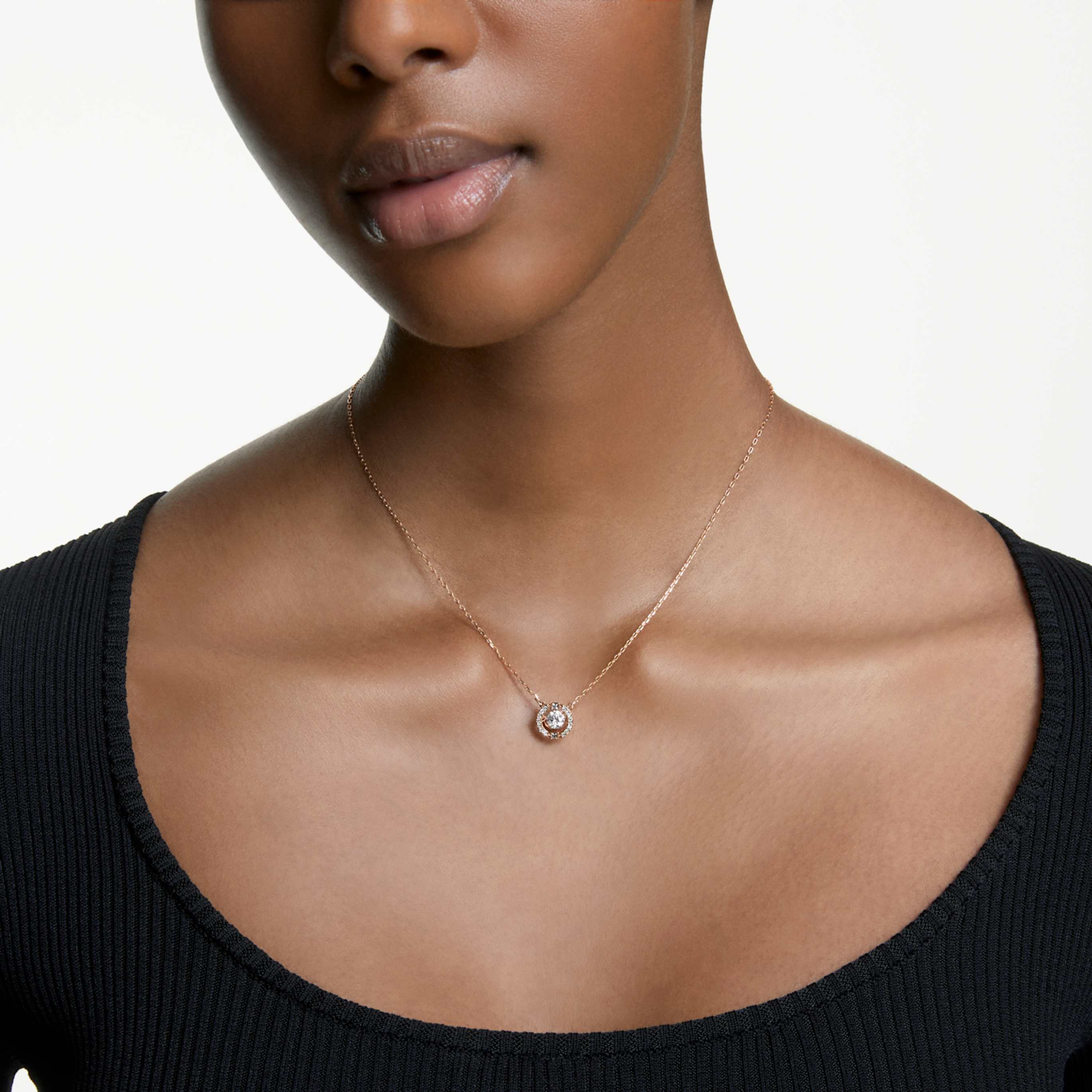 Swarovski Una necklace Round cut, White, Rhodium plated