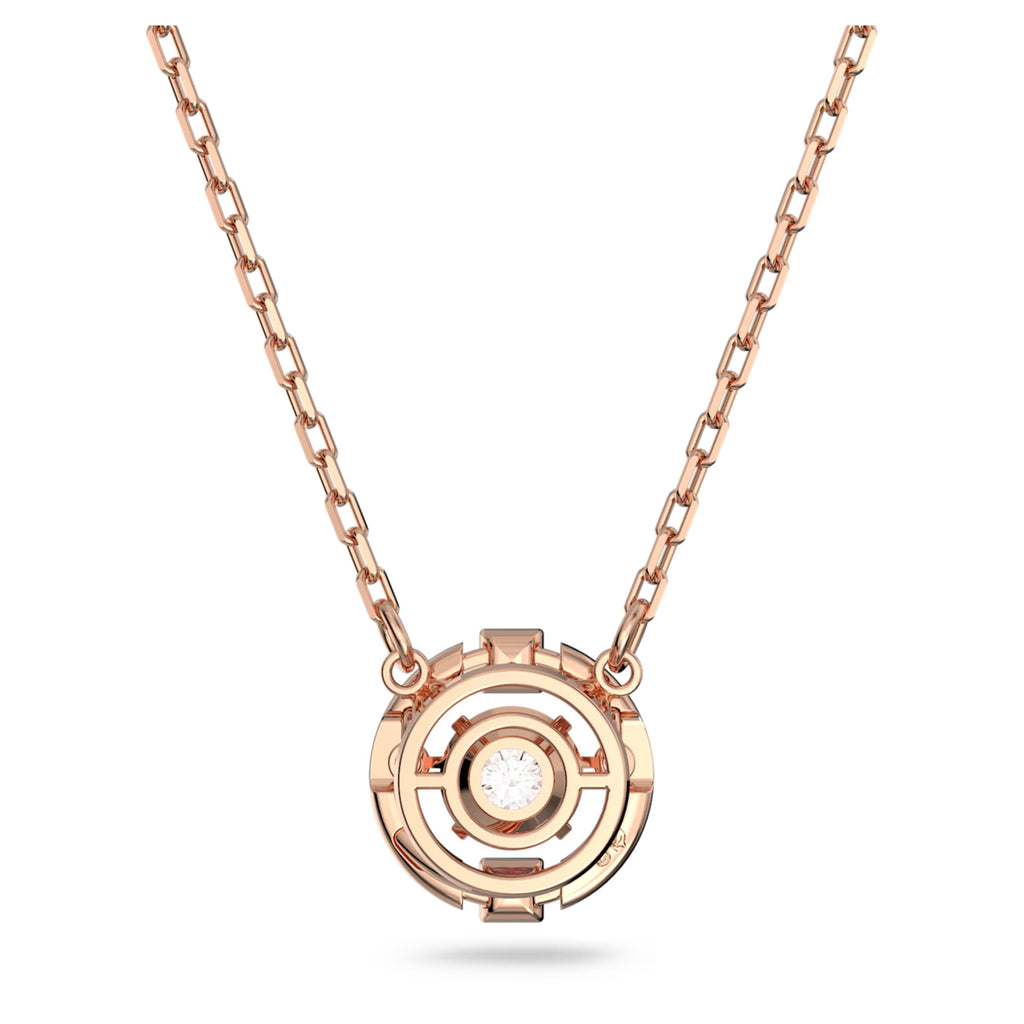 Swarovski Una necklace Round cut, White, 18K rose gold finish