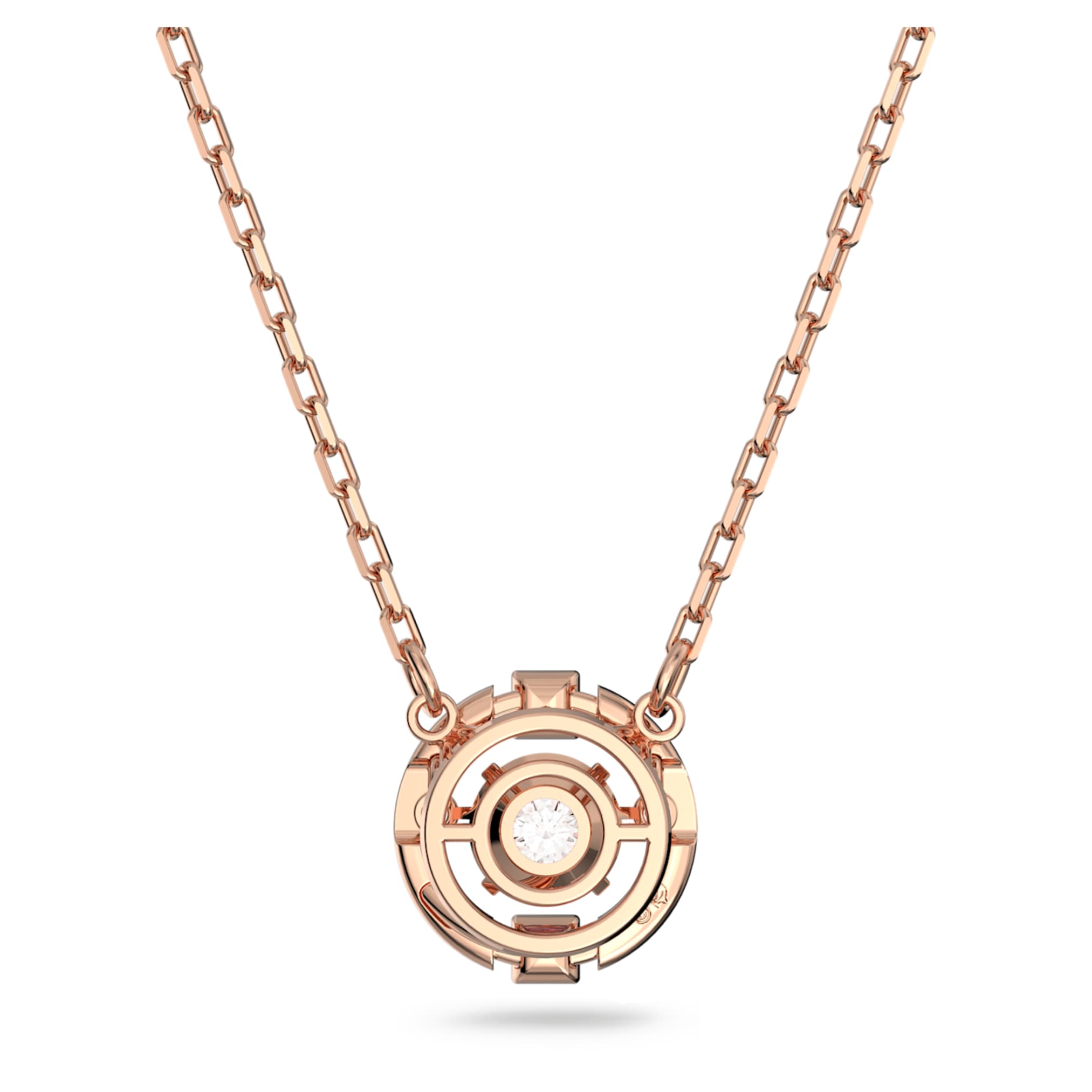 Swarovski Una necklace Round cut, White, 18K rose gold finish