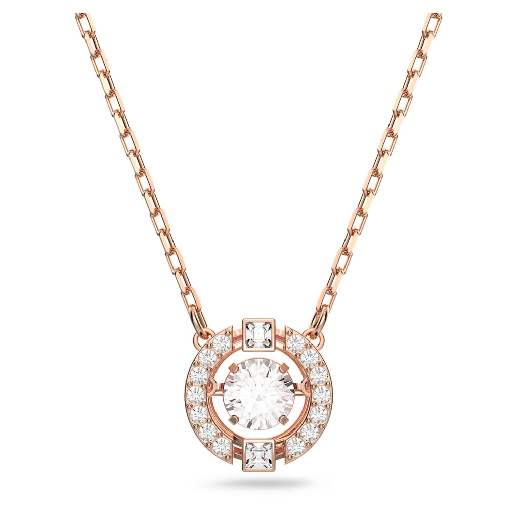 Swarovski Una necklace Round cut, White, 18K rose gold finish