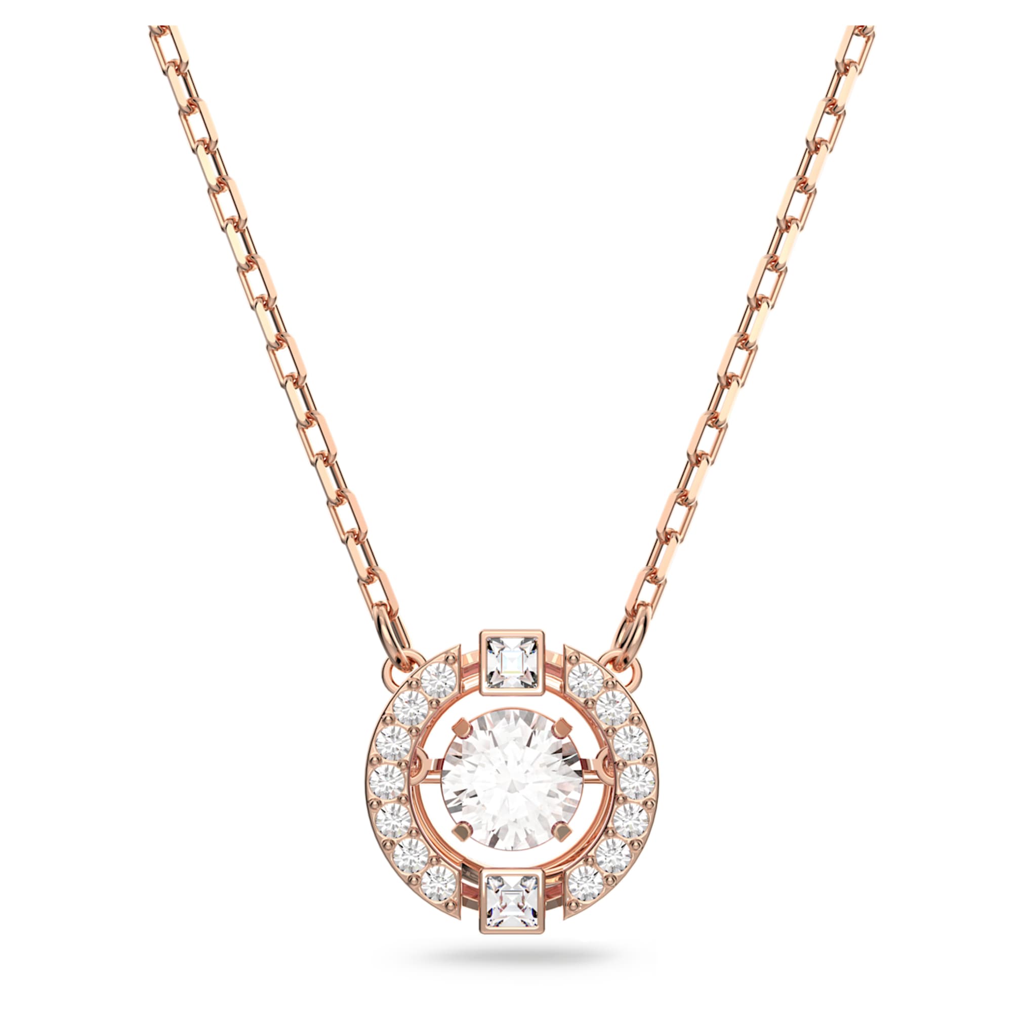 Swarovski Una necklace Round cut, White, 18K rose gold finish