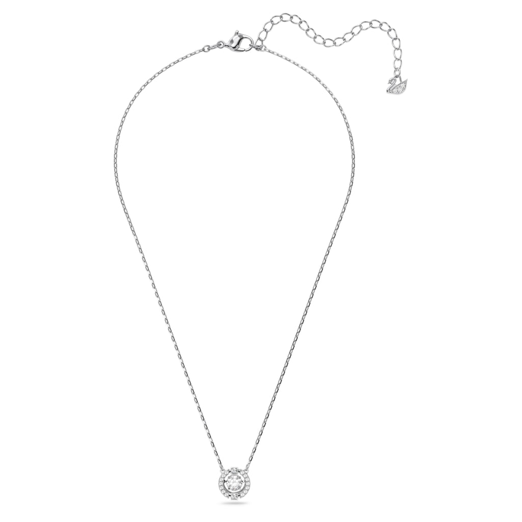 Swarovski Una necklace Round cut, White, Rhodium plated