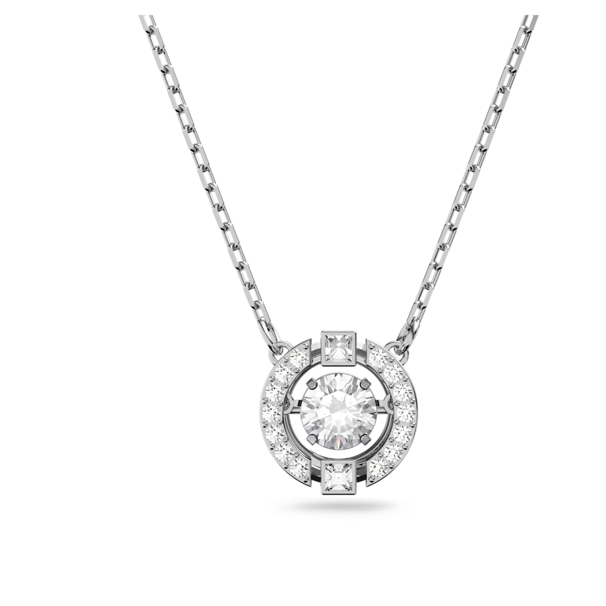 Swarovski Una necklace Round cut, White, Rhodium plated