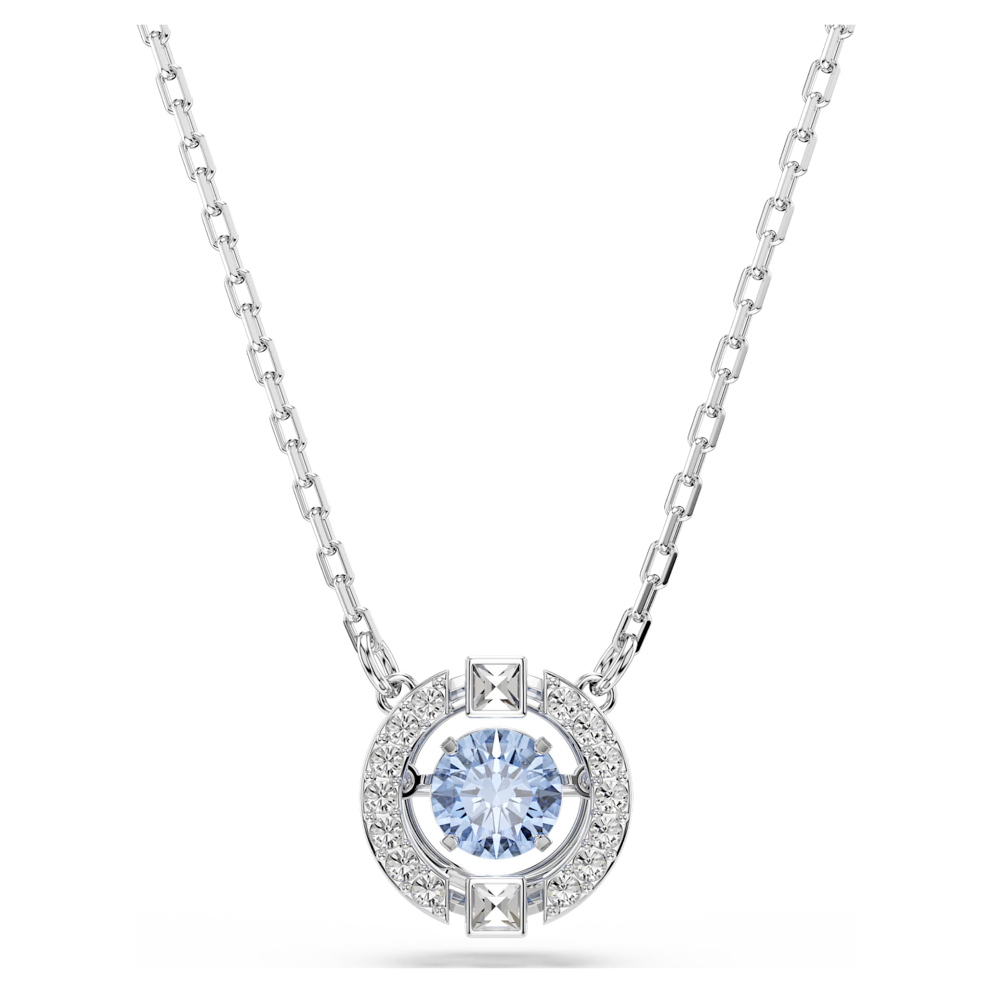 Swarovski Una set Round cut, Blue, Rhodium plated