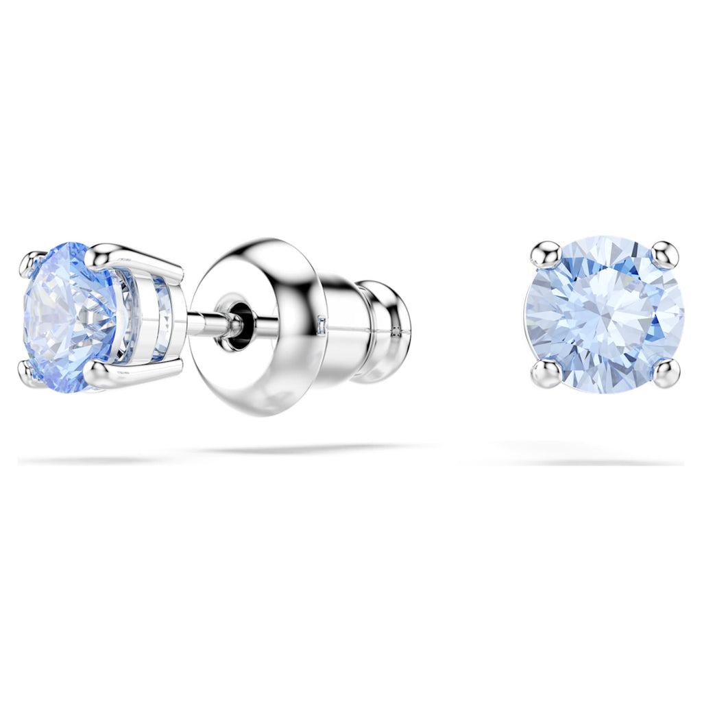 Swarovski Una set Round cut, Blue, Rhodium plated