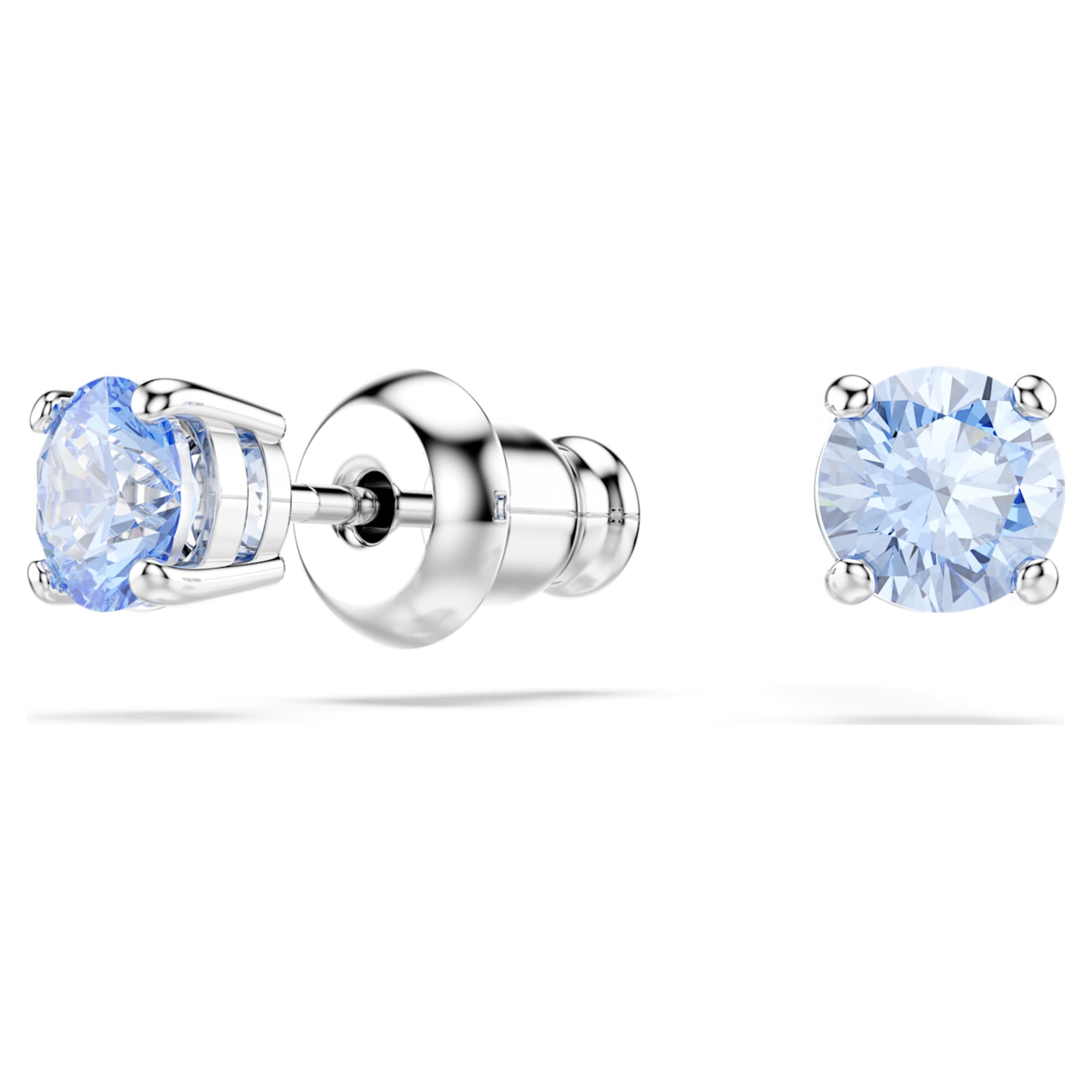 Swarovski Una set Round cut, Blue, Rhodium plated