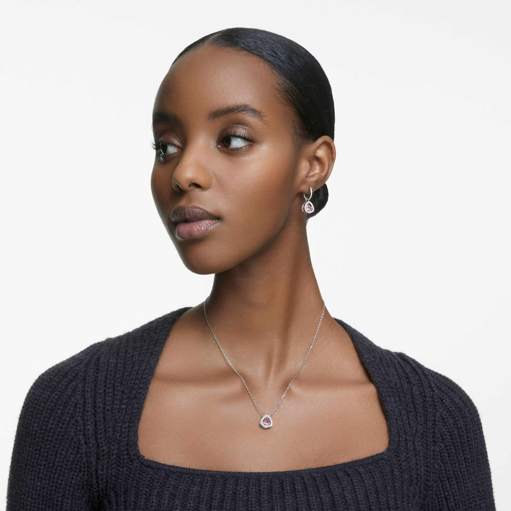 Swarovski Una Angelic set Set (2), Triangle cut, Pink, 18K rose gold finish