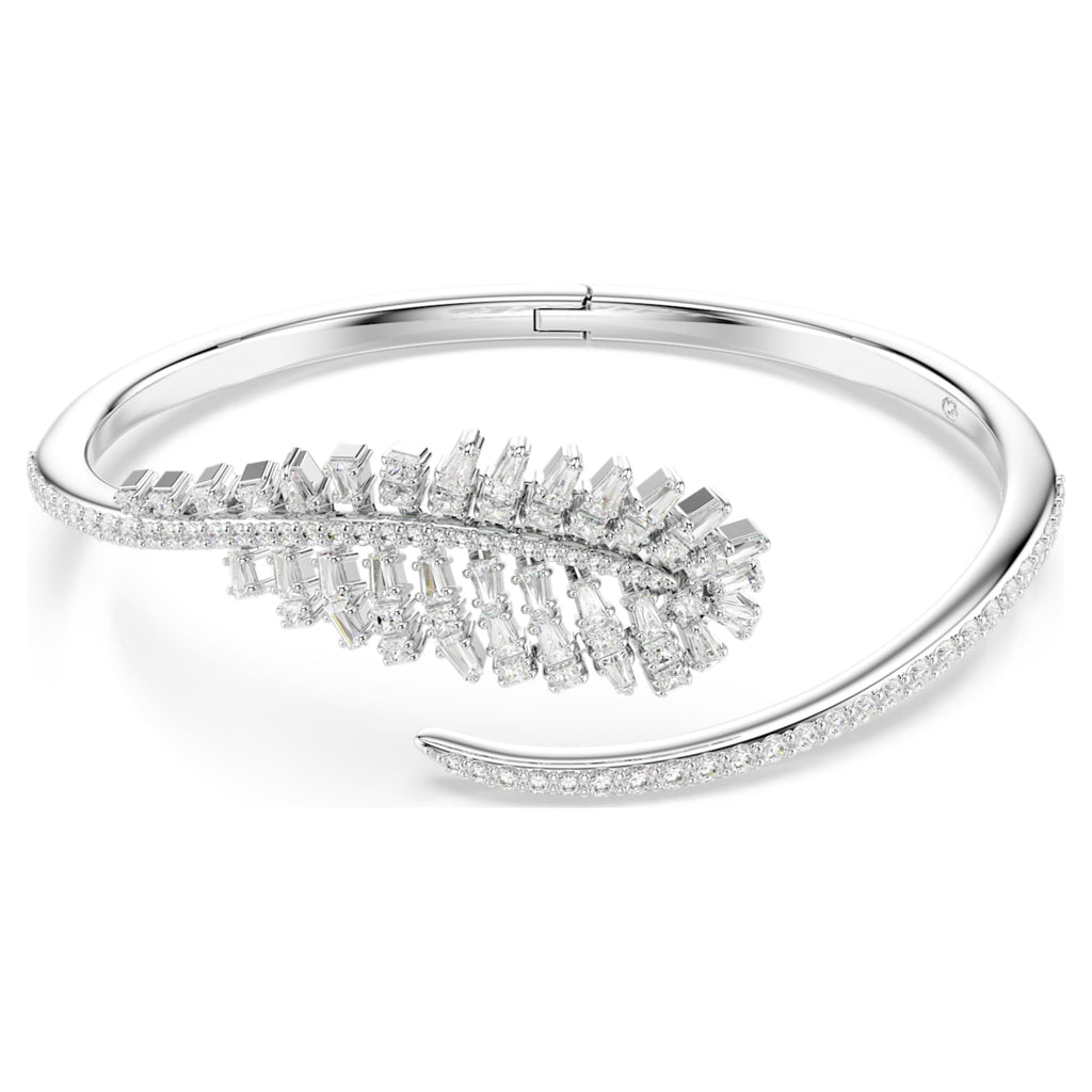Swarovski Vienna bangle Mixed cuts, Feather, White, Rhodium plated