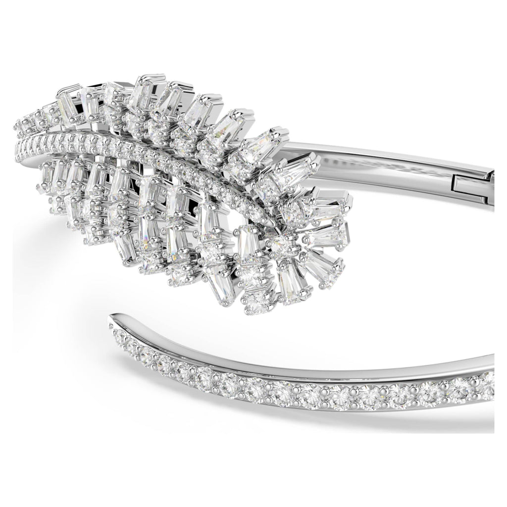 Swarovski Vienna bangle Mixed cuts, Feather, White, Rhodium plated