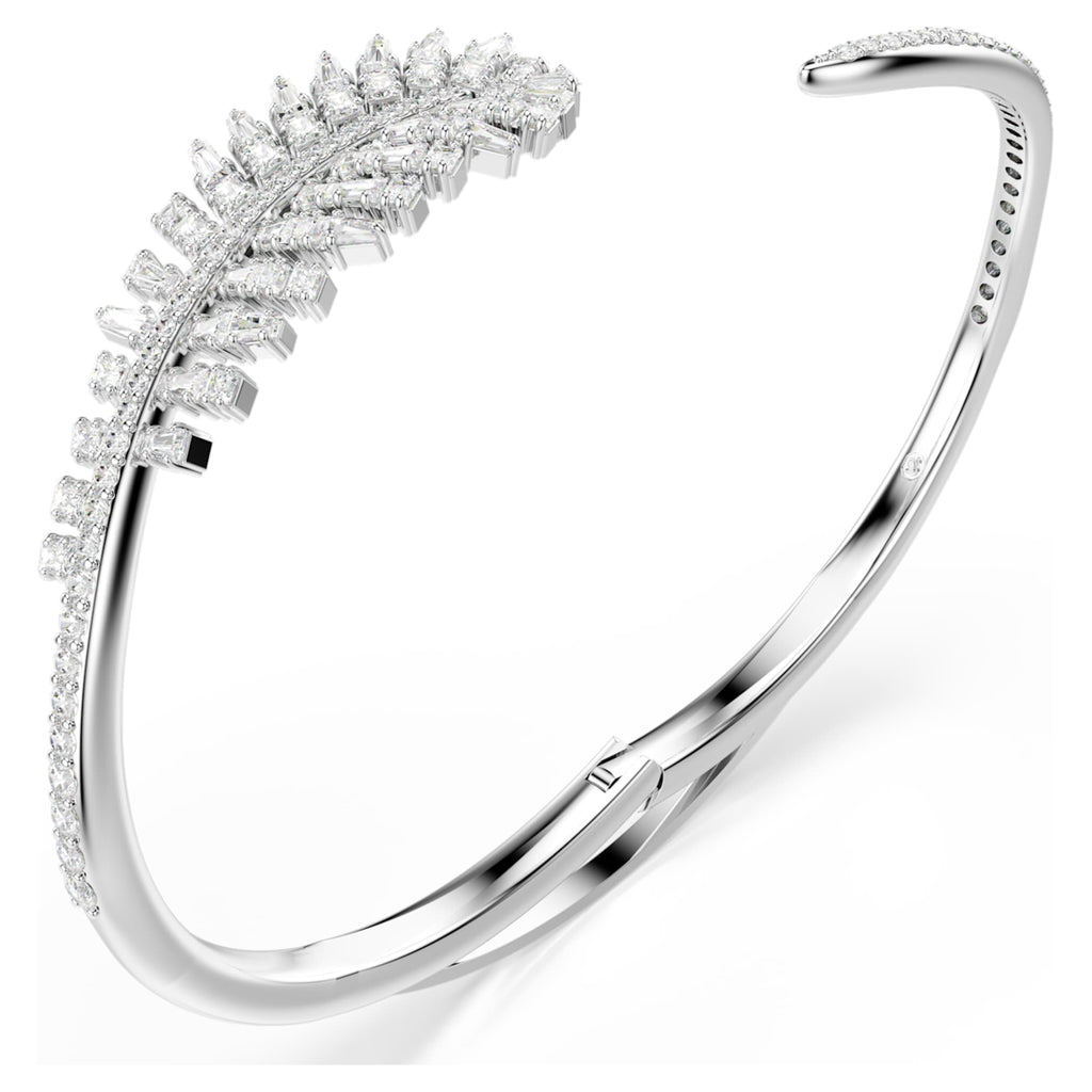 Swarovski Vienna bangle Mixed cuts, Feather, White, Rhodium plated