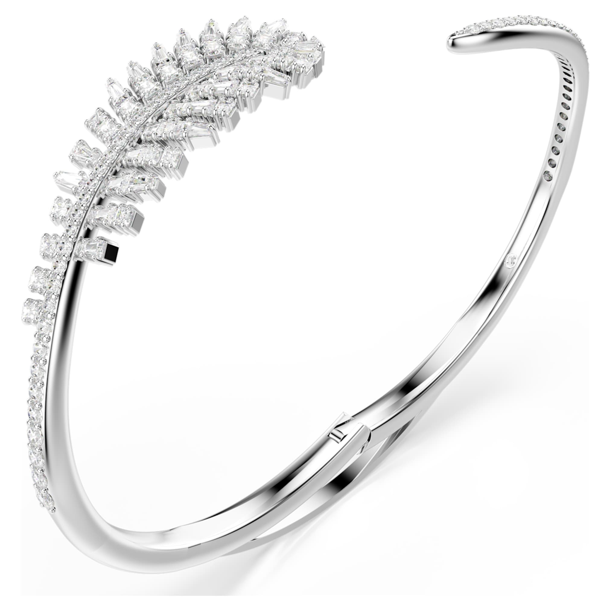 Swarovski Vienna bangle Mixed cuts, Feather, White, Rhodium plated