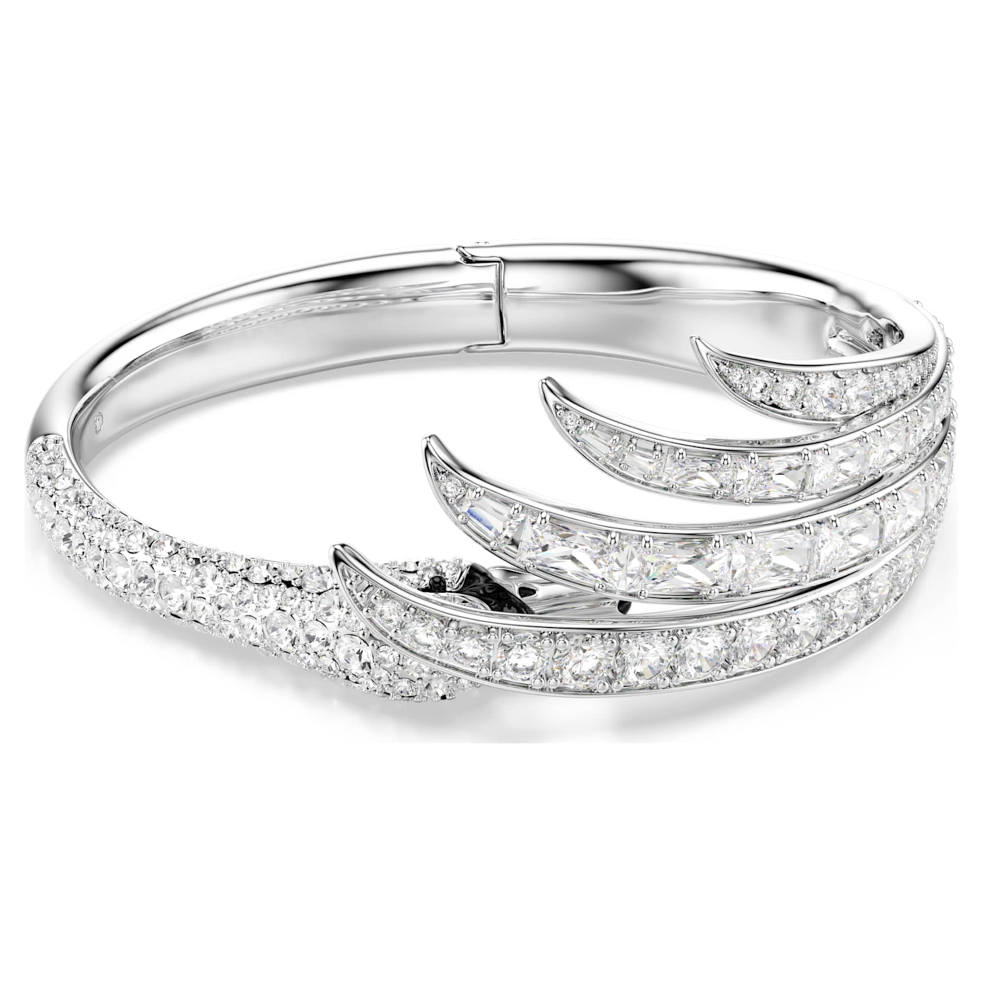 Swarovski Vienna bangle Mixed cuts, Swan, White, Rhodium plated
