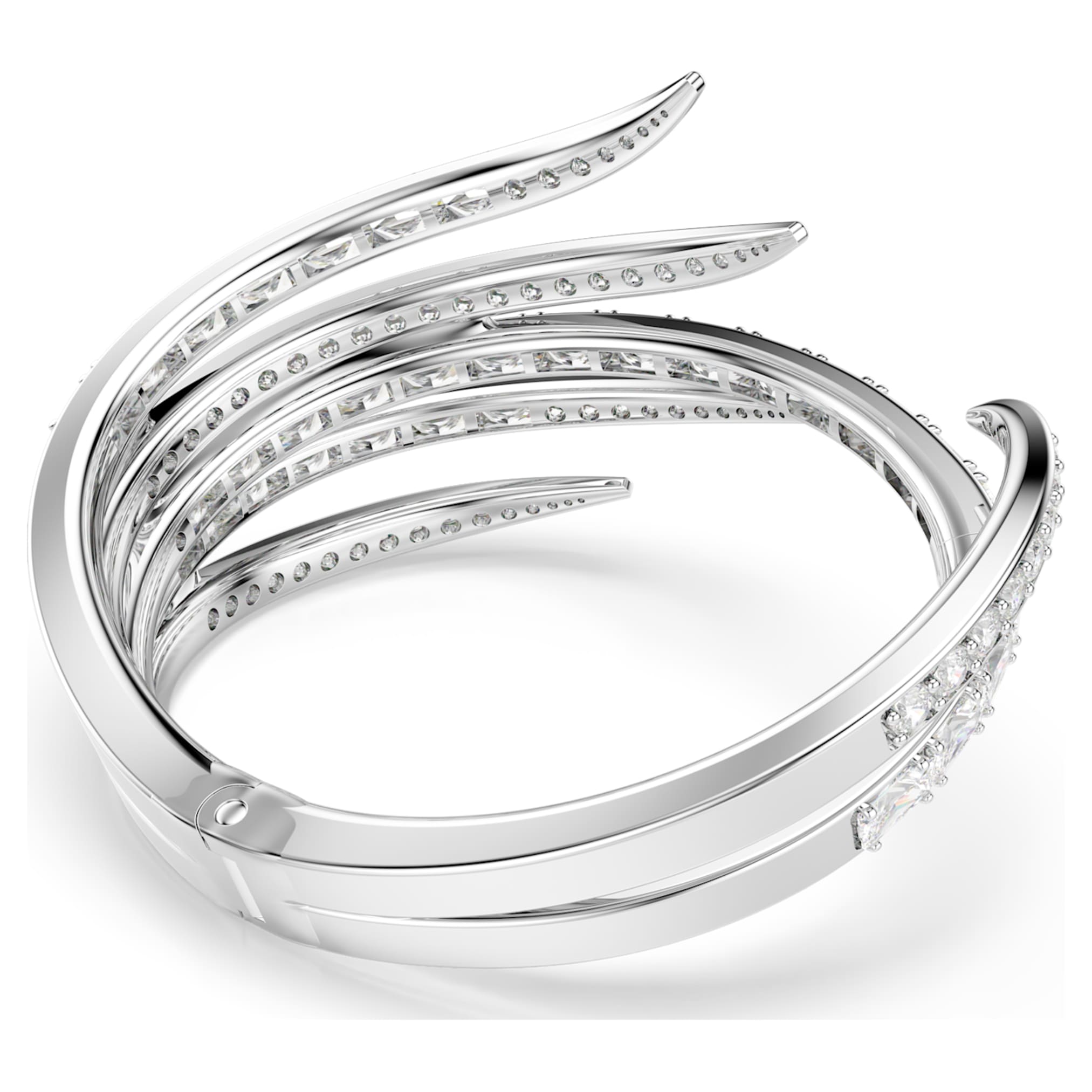 Swarovski Vienna bangle Mixed cuts, White, Rhodium plated