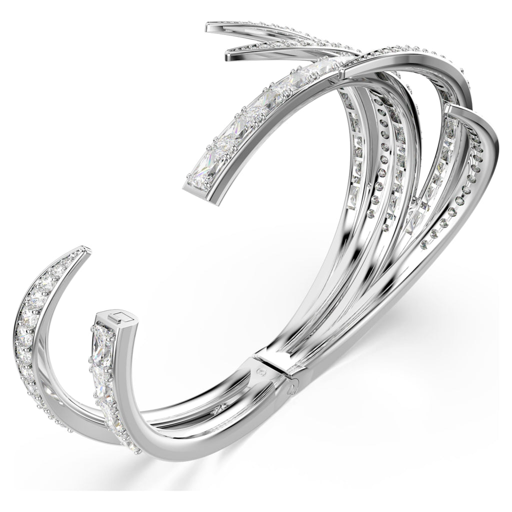 Swarovski Vienna bangle Mixed cuts, White, Rhodium plated