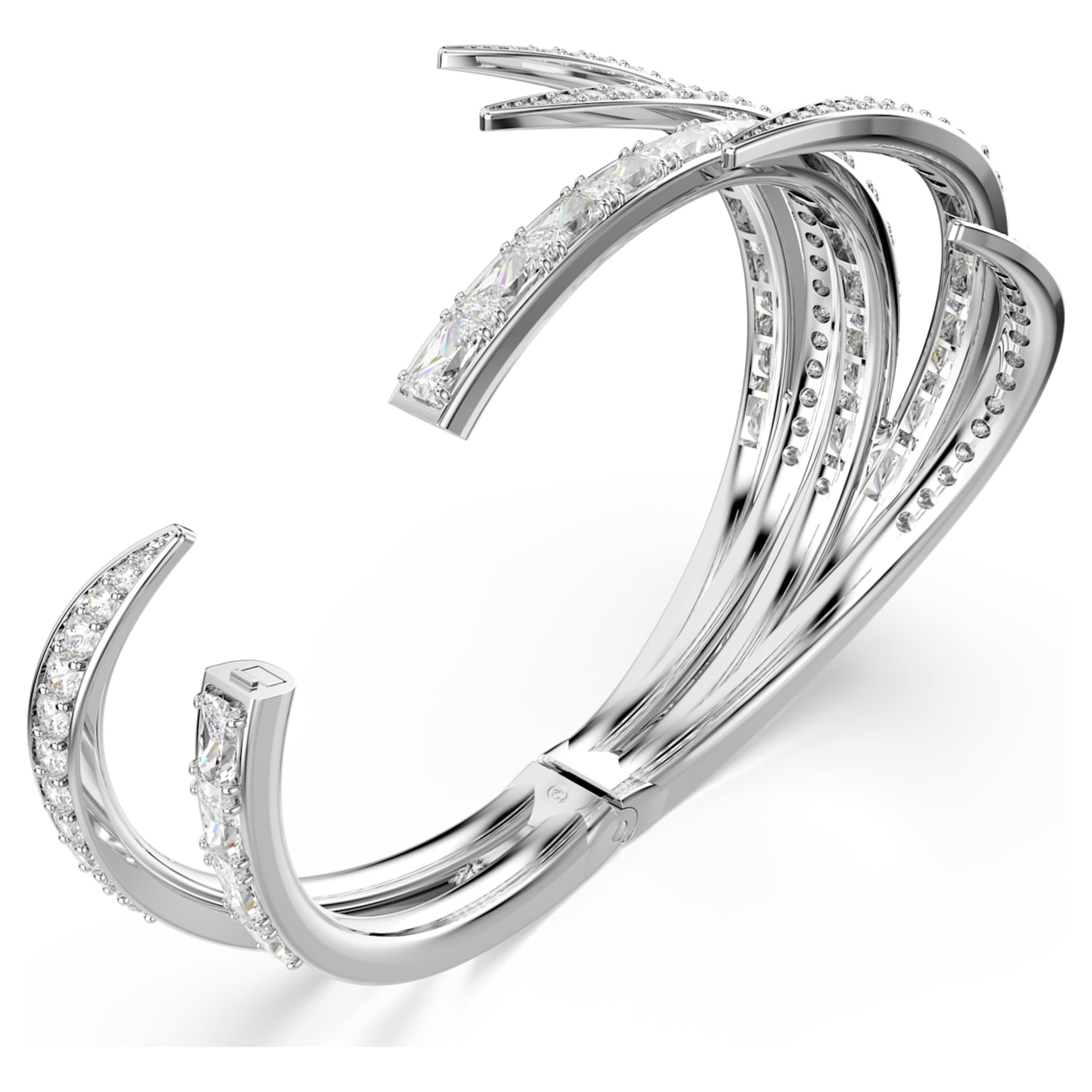 Swarovski Vienna bangle Mixed cuts, White, Rhodium plated