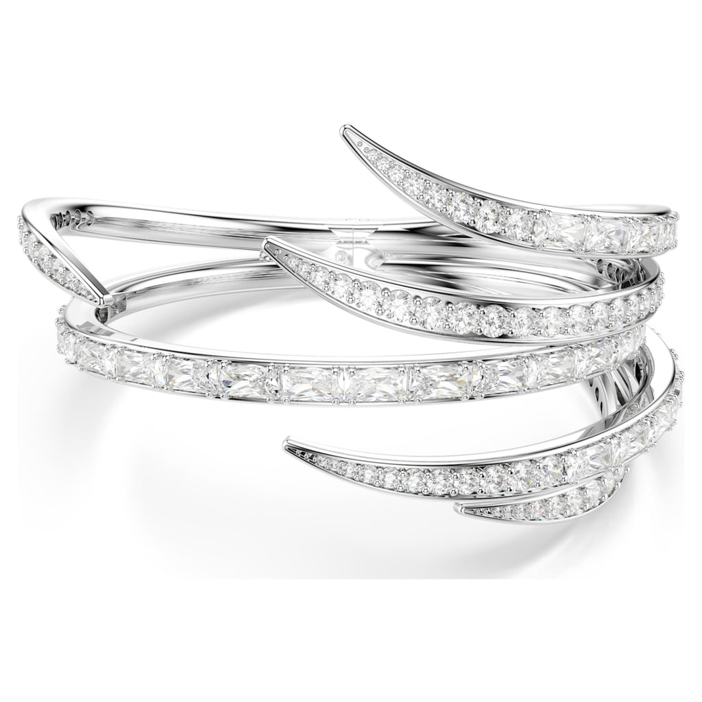 Swarovski Vienna bangle Mixed cuts, White, Rhodium plated