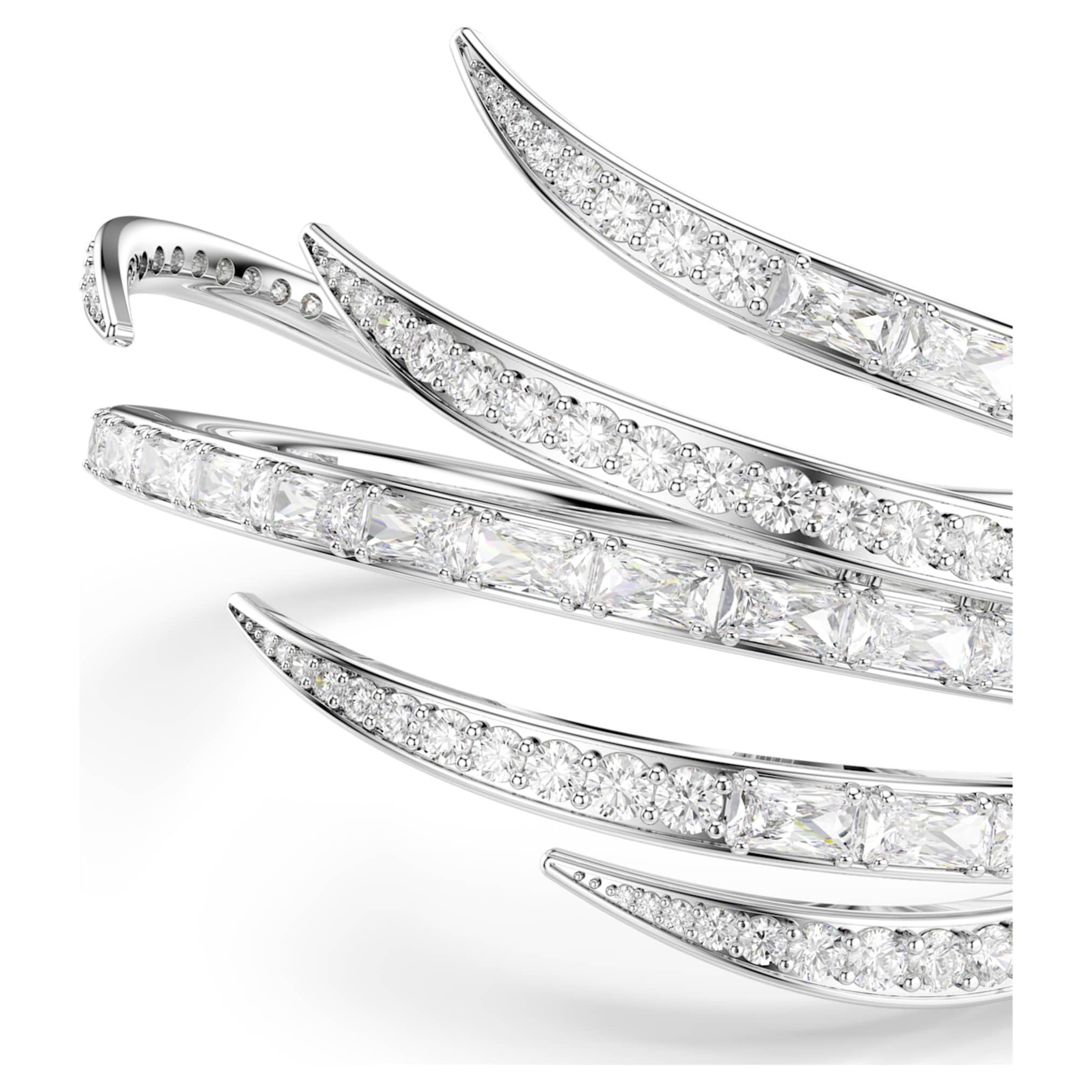 Swarovski Vienna bangle Mixed cuts, White, Rhodium plated