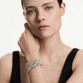 Swarovski Vienna bracelet Mixed cuts, Feather, White, Rhodium plated