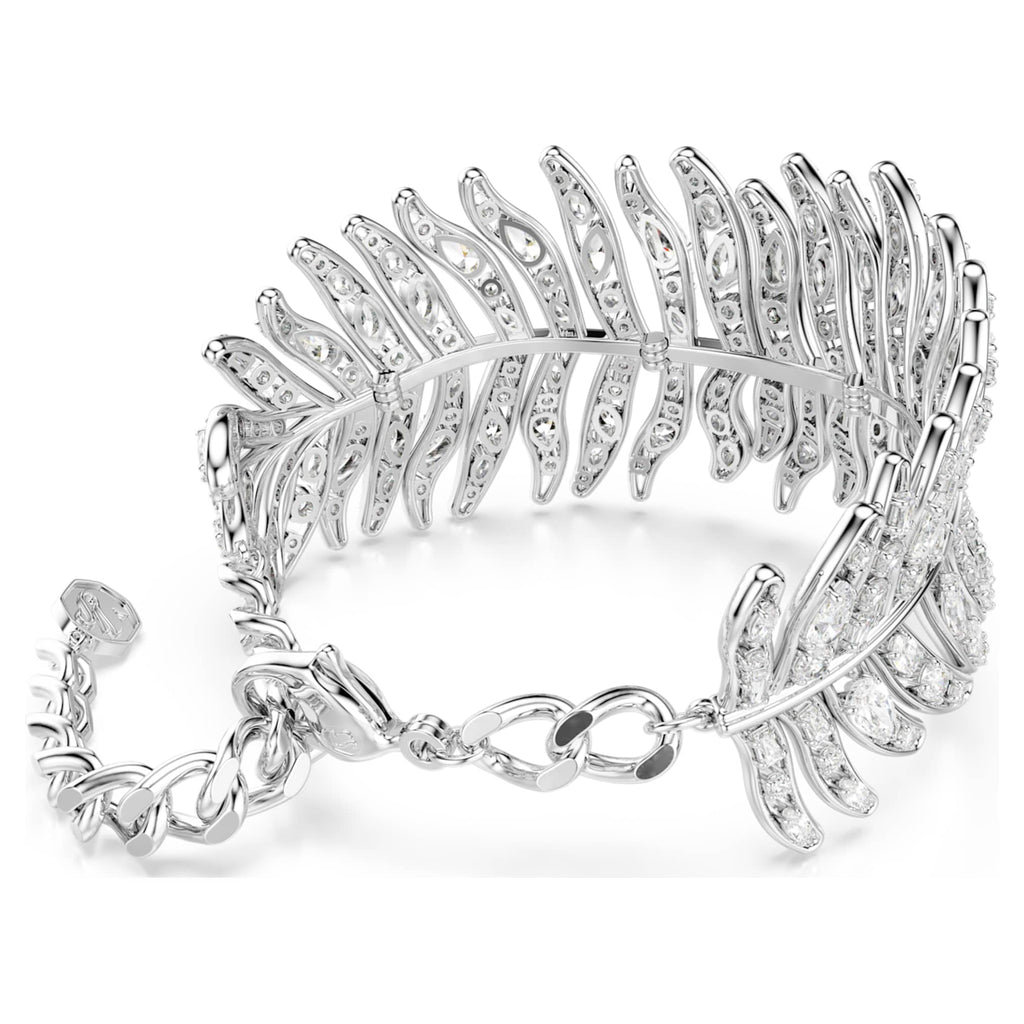 Swarovski Vienna bracelet Mixed cuts, Feather, White, Rhodium plated