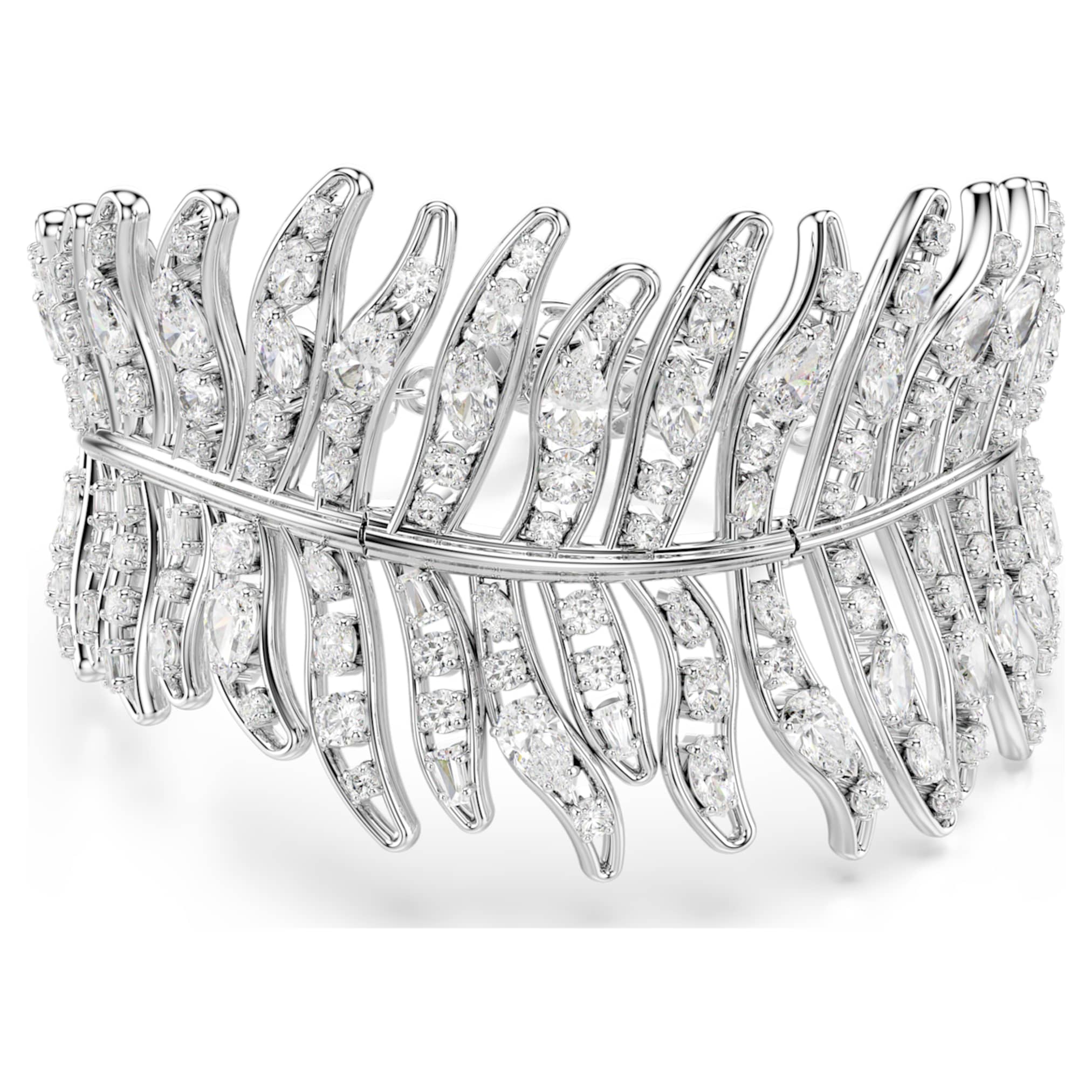 Swarovski Vienna bracelet Mixed cuts, Feather, White, Rhodium plated
