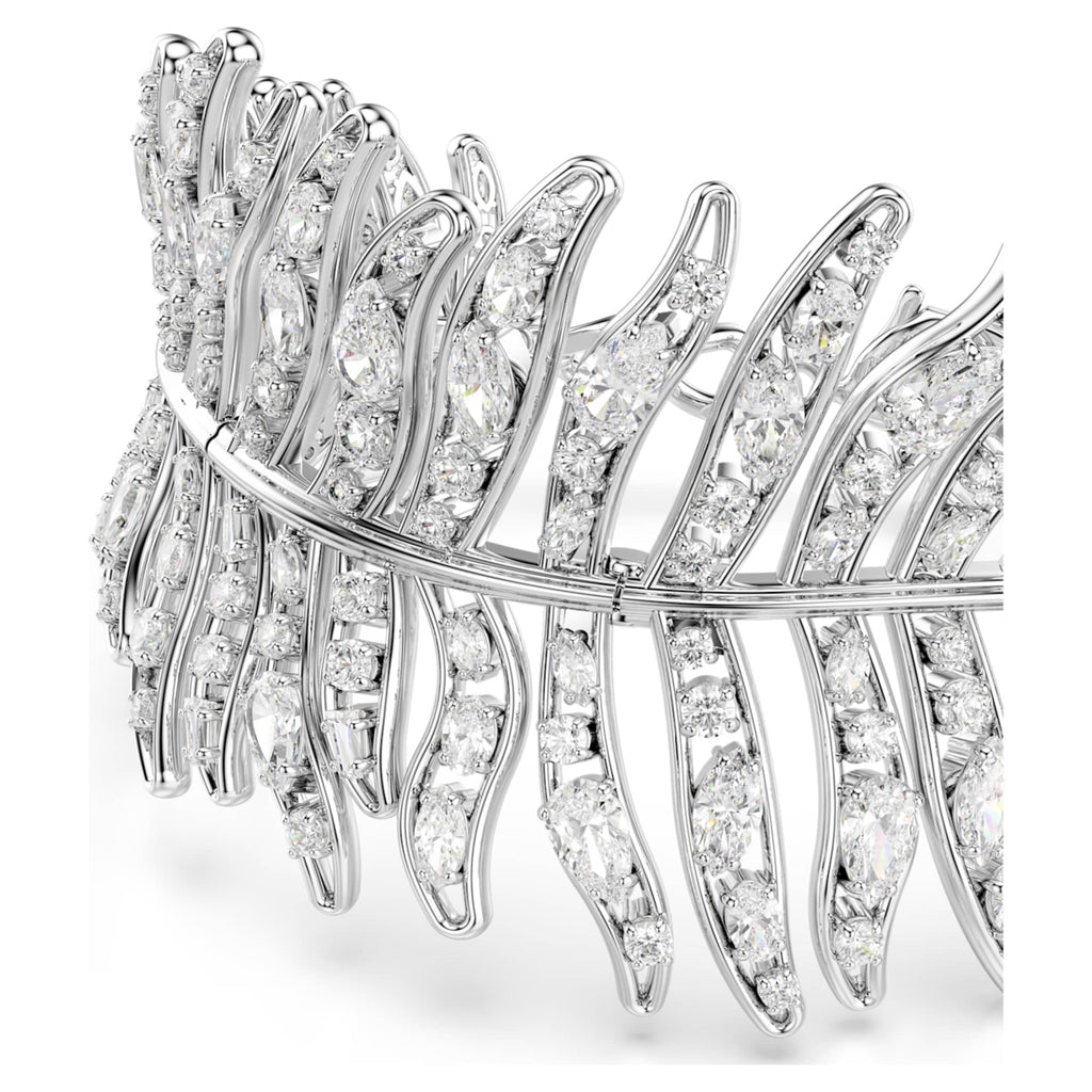 Swarovski Vienna bracelet Mixed cuts, Feather, White, Rhodium plated
