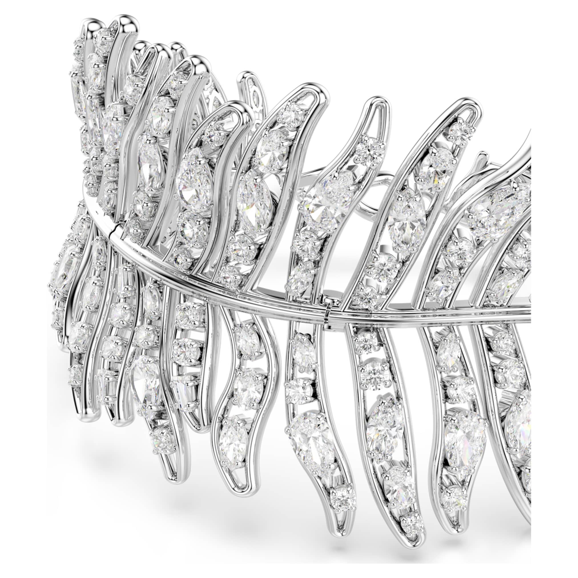 Swarovski Vienna bracelet Mixed cuts, Feather, White, Rhodium plated
