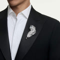 Swarovski Vienna brooch Mixed cuts, Feather, White, Rhodium plated