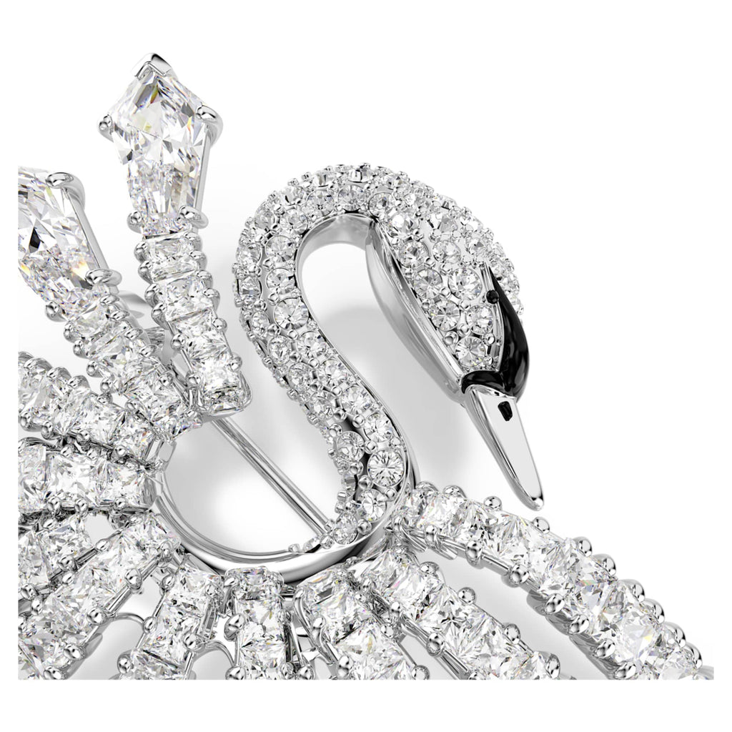 Swarovski Vienna brooch Mixed cuts, Swan, White, Rhodium plated