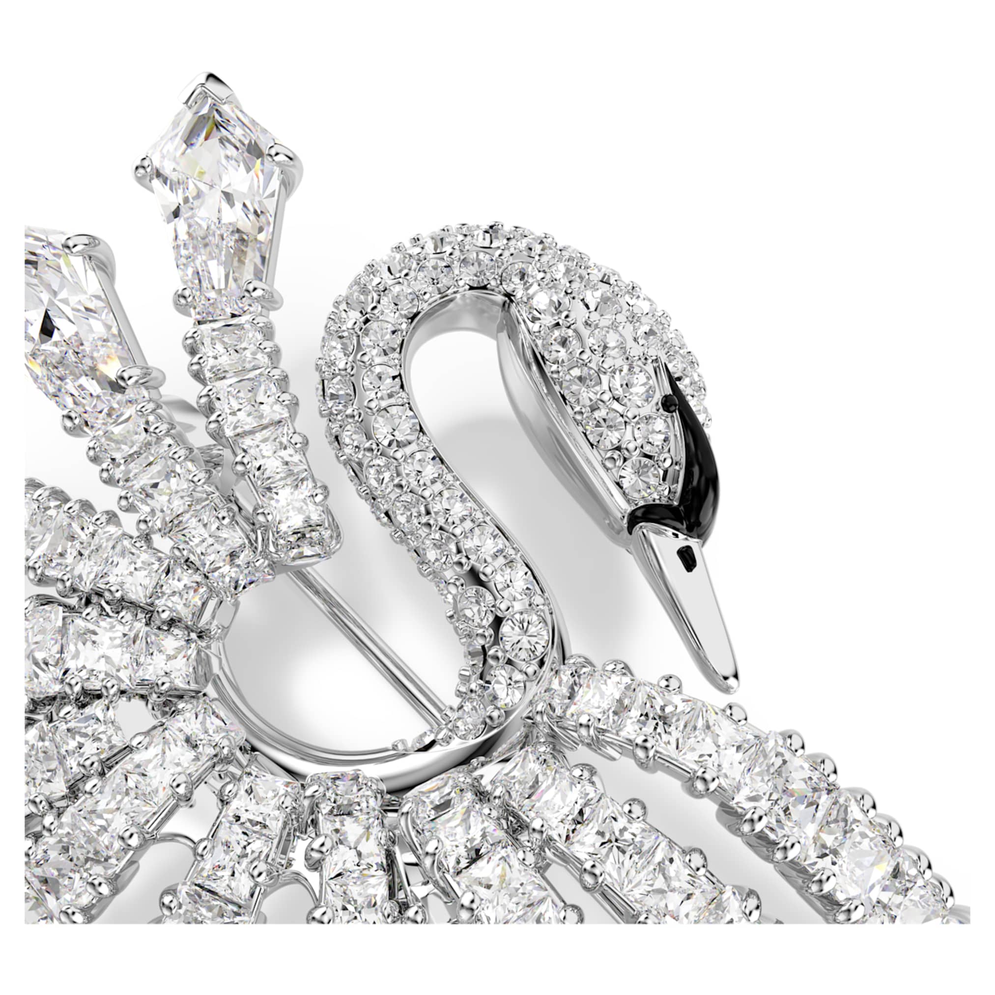 Swarovski Vienna brooch Mixed cuts, Swan, White, Rhodium plated
