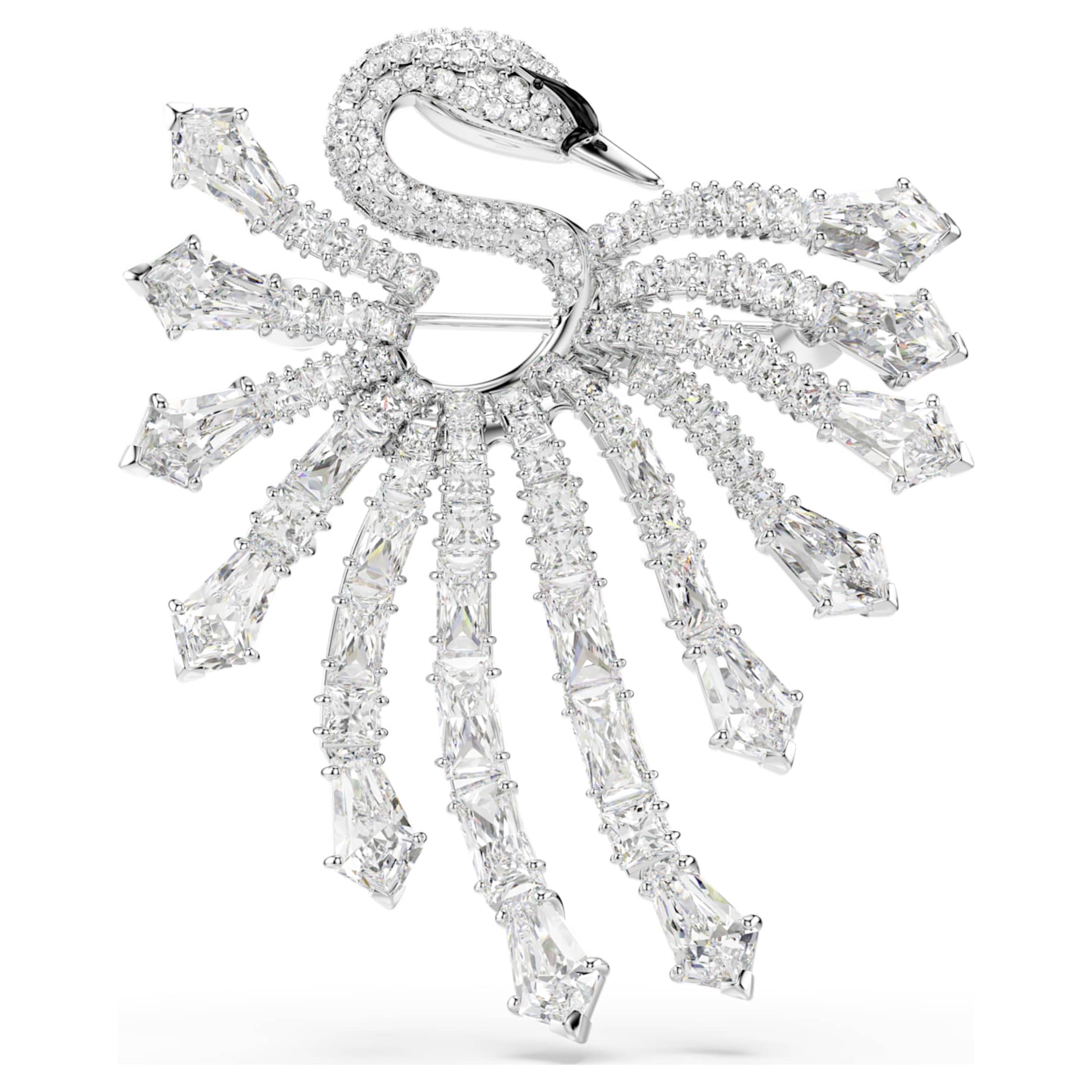 Swarovski Vienna brooch Mixed cuts, Swan, White, Rhodium plated