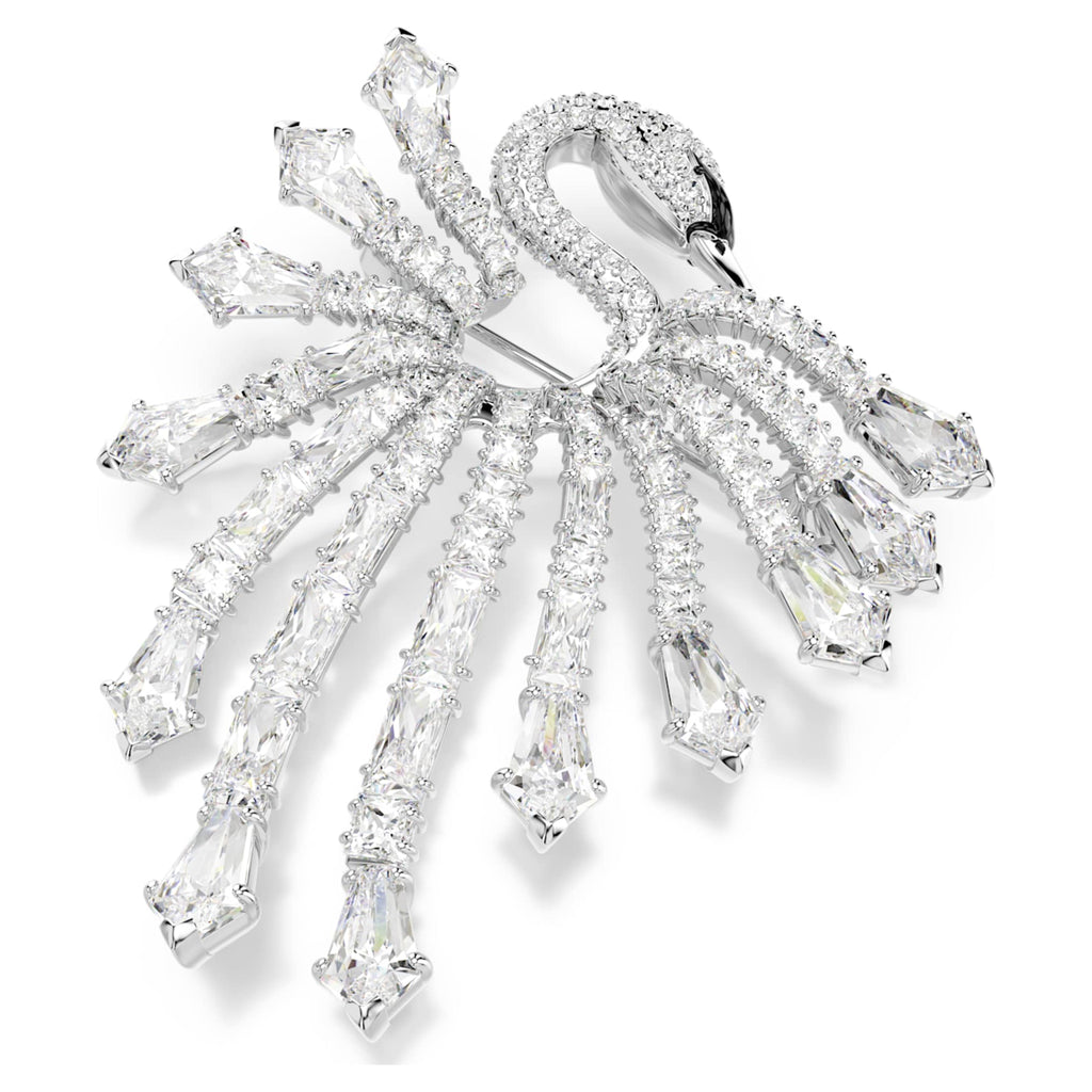 Swarovski Vienna brooch Mixed cuts, Swan, White, Rhodium plated