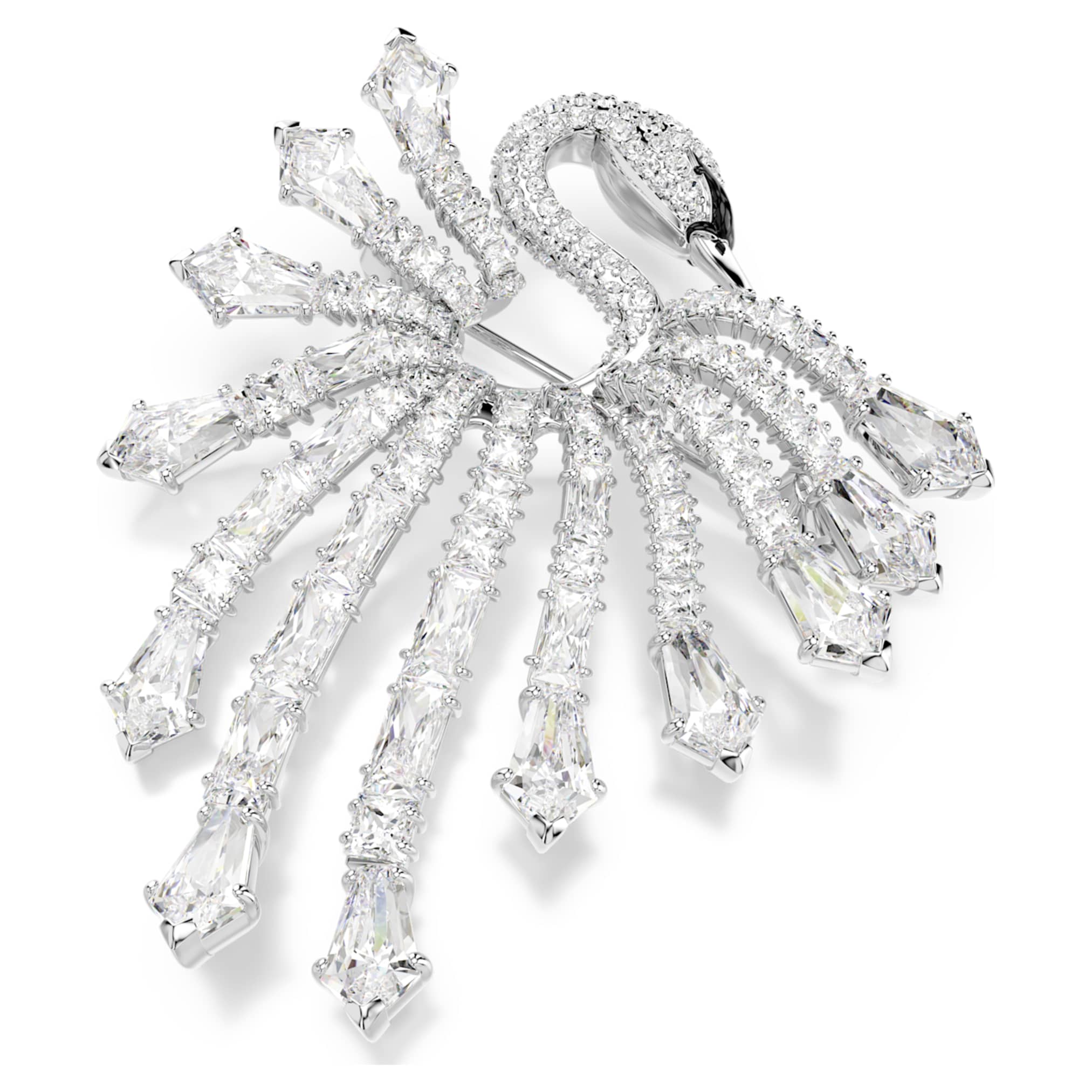 Swarovski Vienna brooch Mixed cuts, Swan, White, Rhodium plated