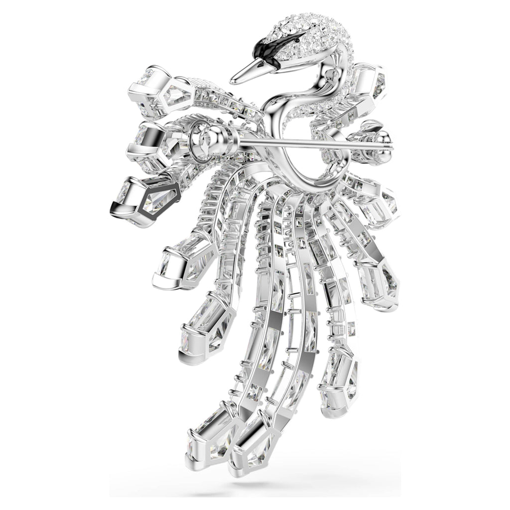Swarovski Vienna brooch Mixed cuts, Swan, White, Rhodium plated