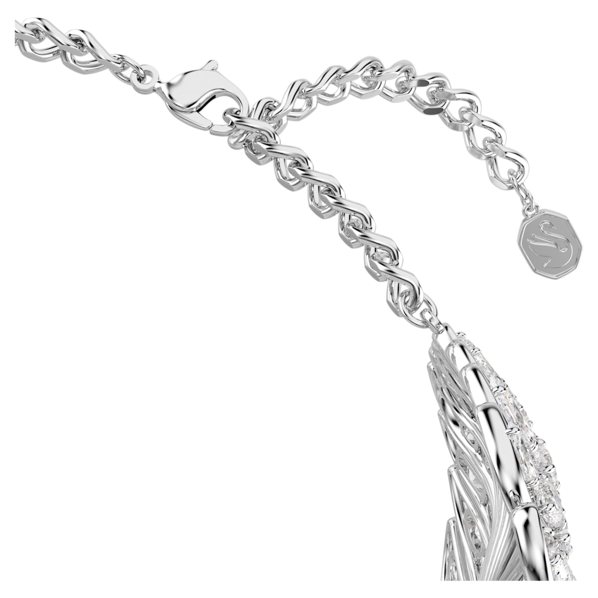 Swarovski Vienna choker Mixed cuts, Feather, White, Rhodium plated