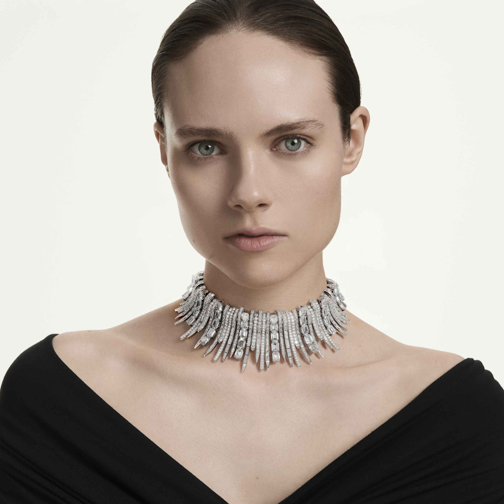 Swarovski Vienna choker Mixed cuts, White, Rhodium plated