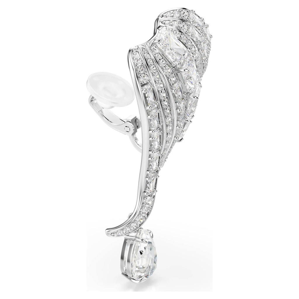 Swarovski Vienna clip earrings Mixed cuts, Swan, White, Rhodium plated