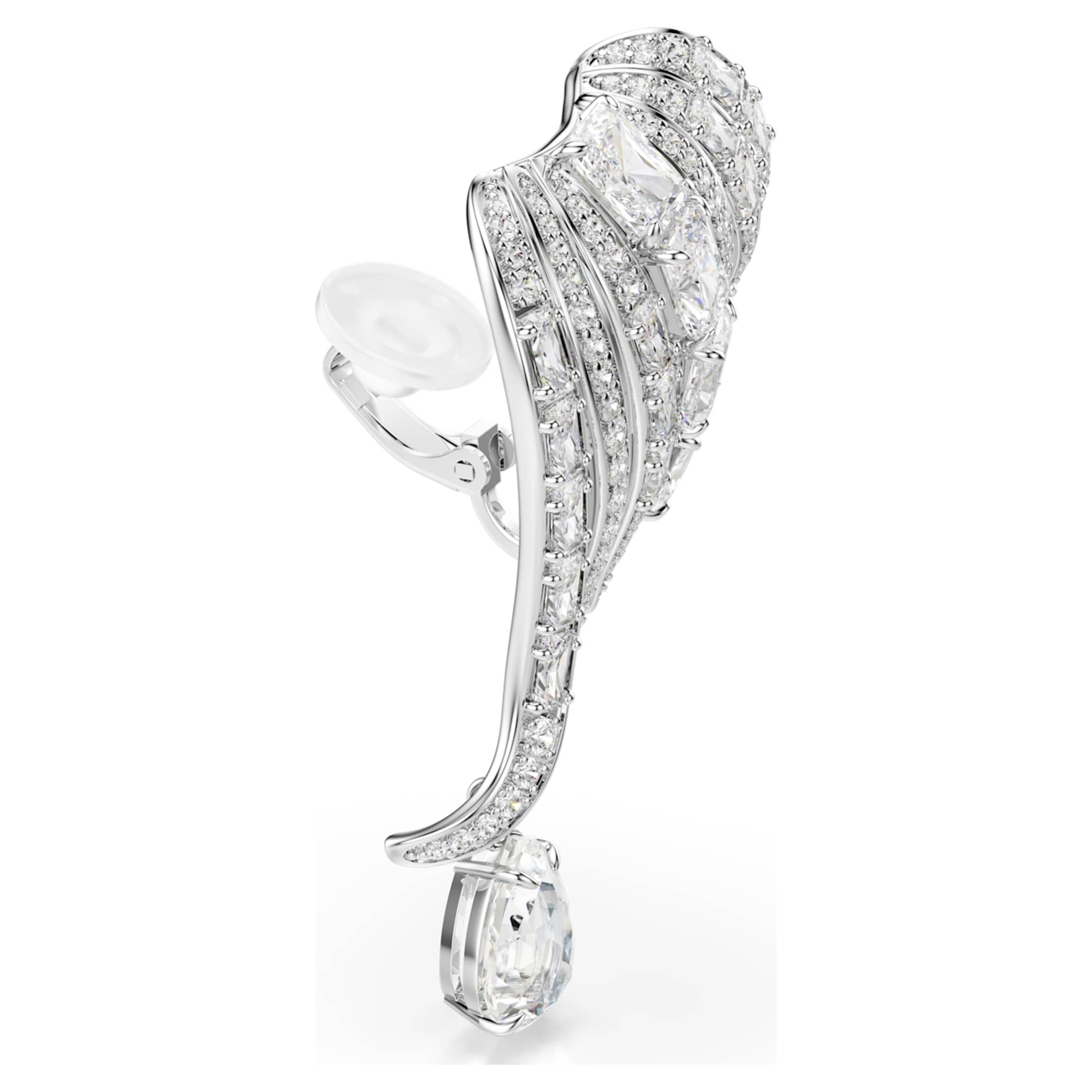 Swarovski Vienna clip earrings Mixed cuts, Swan, White, Rhodium plated