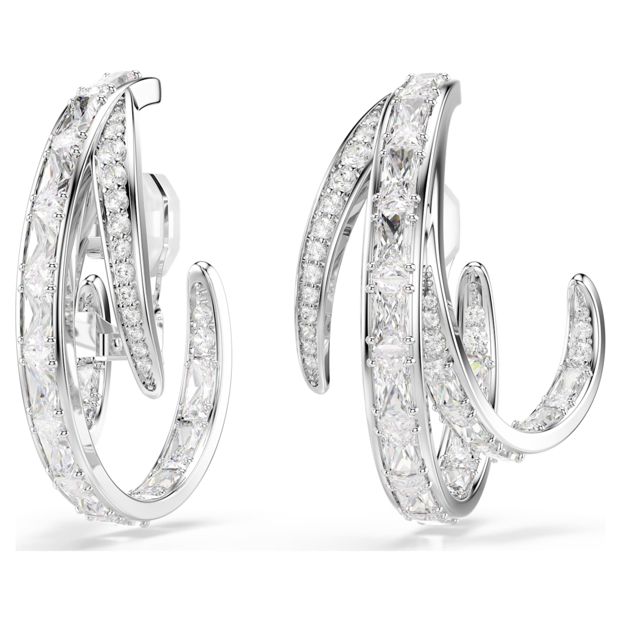 Swarovski Vienna clip earrings Mixed cuts, White, Rhodium plated