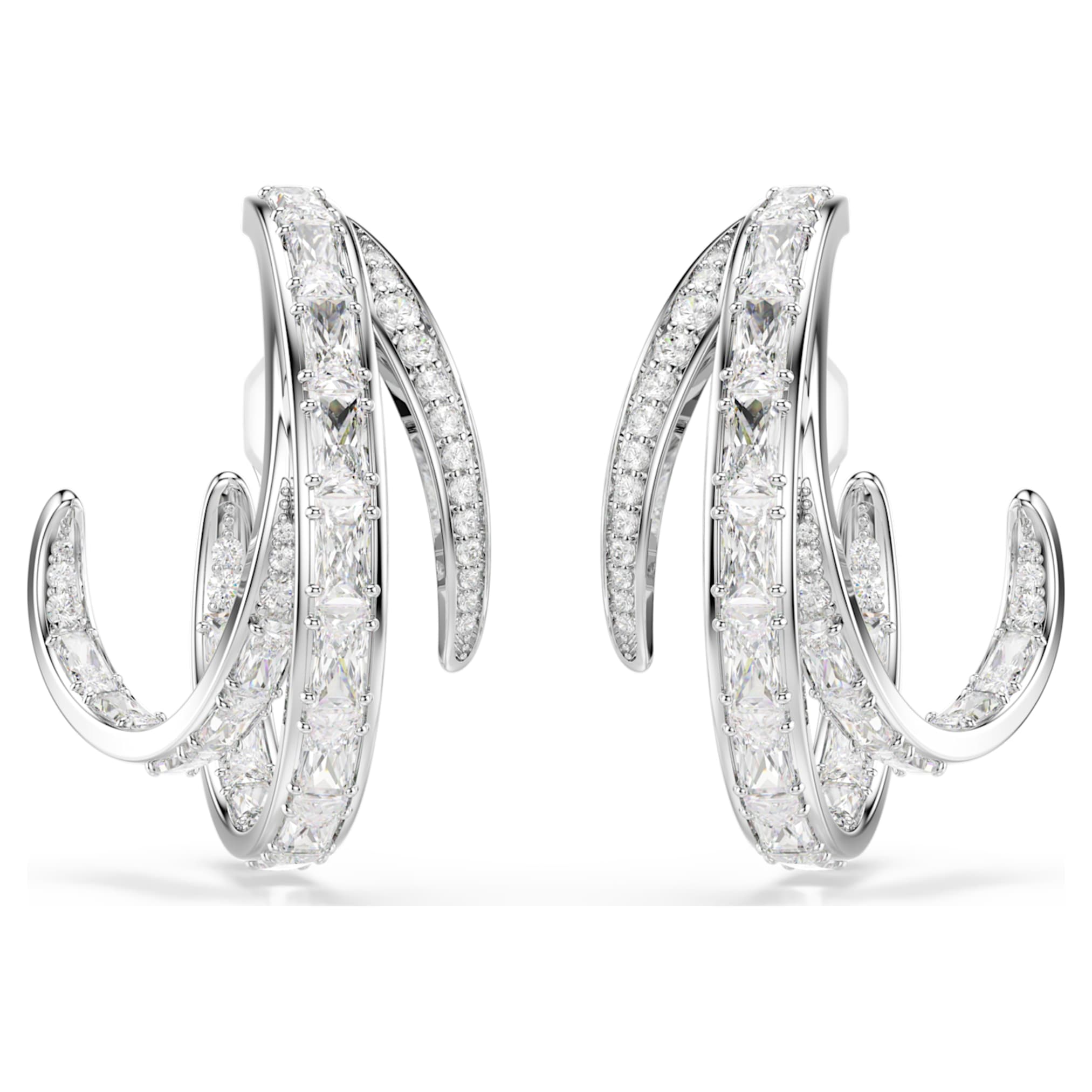 Swarovski Vienna clip earrings Mixed cuts, White, Rhodium plated
