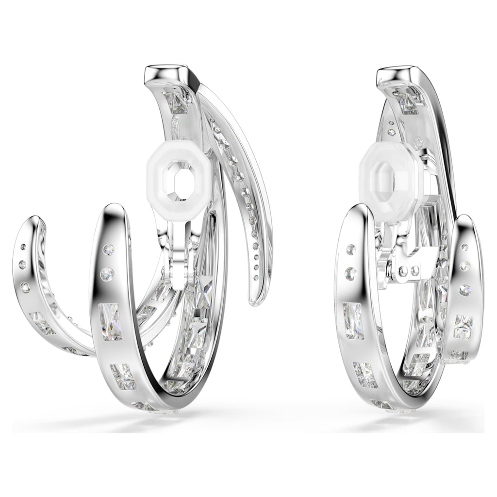 Swarovski Vienna clip earrings Mixed cuts, White, Rhodium plated