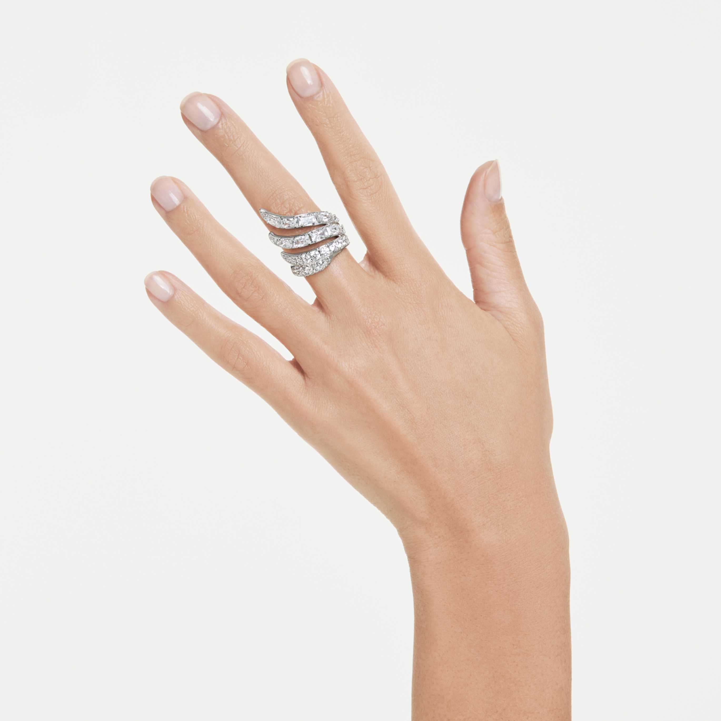 Swarovski The Vienna Collection ring Swan, White, Ruthenium plated