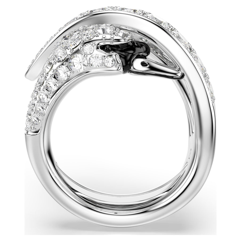 Swarovski Vienna cocktail ring Mixed cuts, Swan, White, Rhodium plated